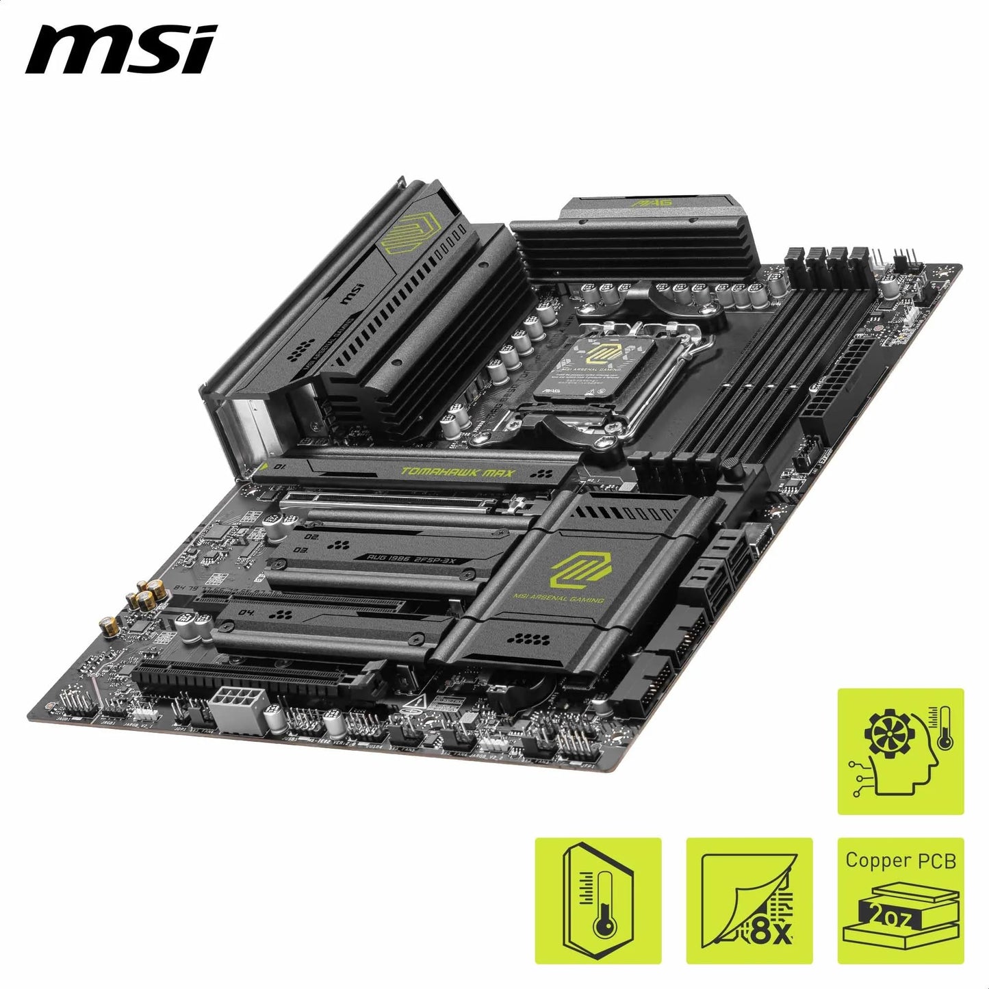MSI MAG B850 Tomahawk MAX WiFi Motherboard, ATX - Supports AMD Ryzen 9000/8000/7000 processors, AM5-80A SPS VRM, DDR5 Memory Boost 8400+ MT/s (OC), PCIe 5.0 x16, M.2 Gen5, Wi-Fi 7, 5G LAN.