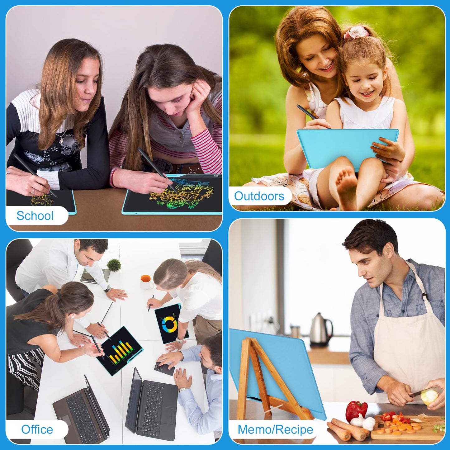Kinayue LCD writing tablet for kids, Rechargeable drawing board, Preschool learning toy Christmas birthday Easter gift 3 4 5 6 7 years old girls boys (21 inch-Blue)