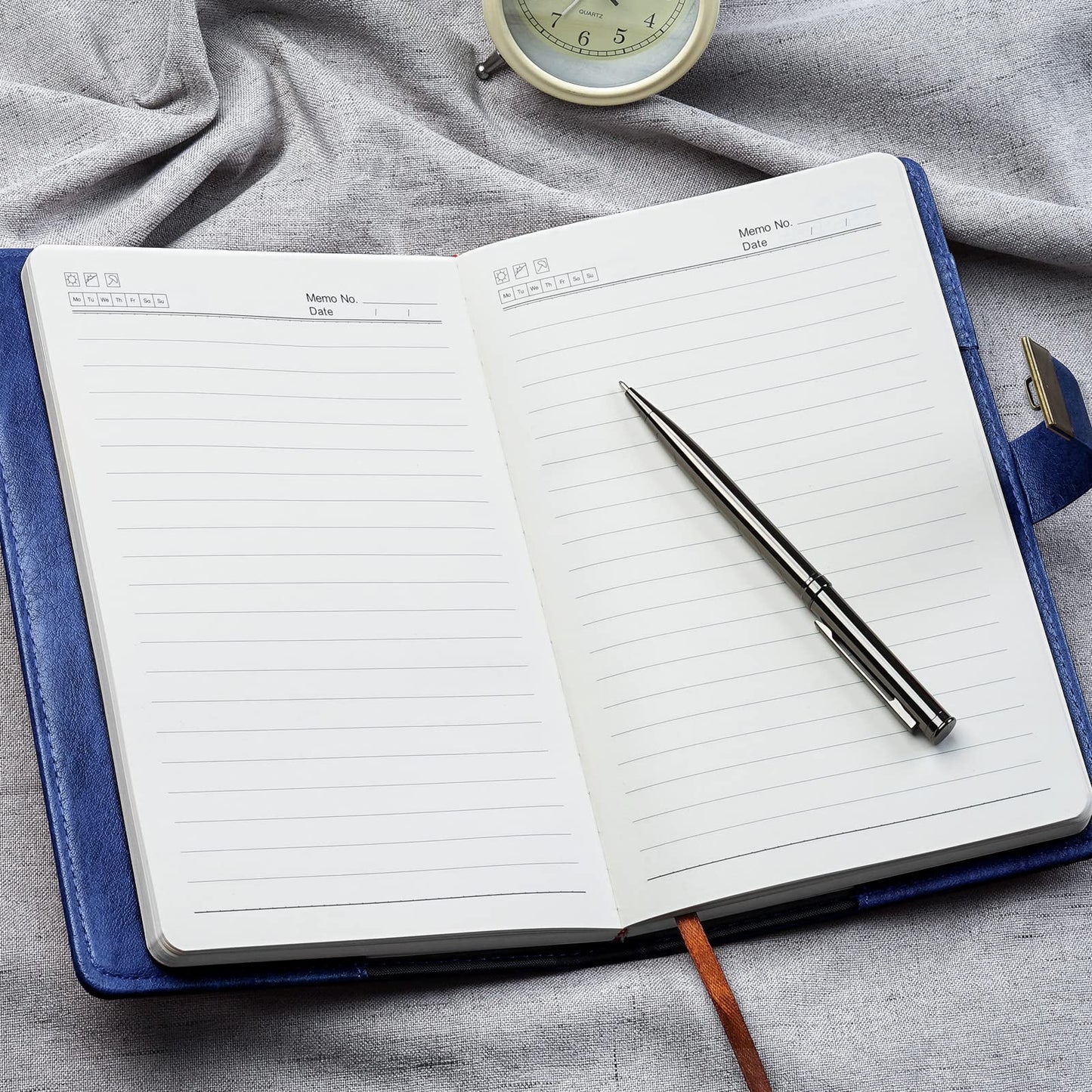 WEMATE Diary with Lock, A5 PU Leather Journal with Lock 240 Pages, Vintage Lock Journal with Pen & Gift Box, Lockable Diary for Women & Men, 8.6x5.8in (Blue)