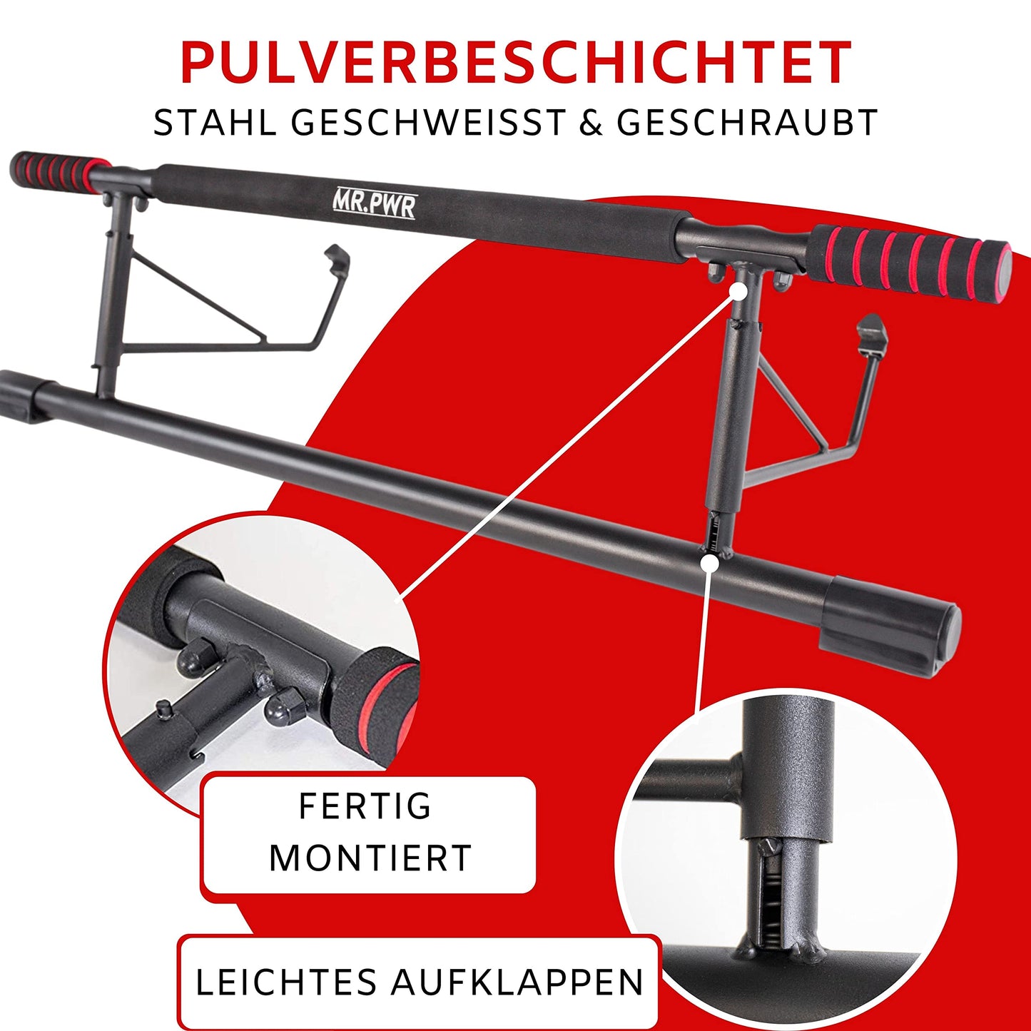 3 in 1 Pull-up Bar: Doorframe & Dip Bar & Push-up Handles +20 cm height for full pull-ups, power station & Pull Up Bar, horizontal bar, doorframe pull-up bar without screws