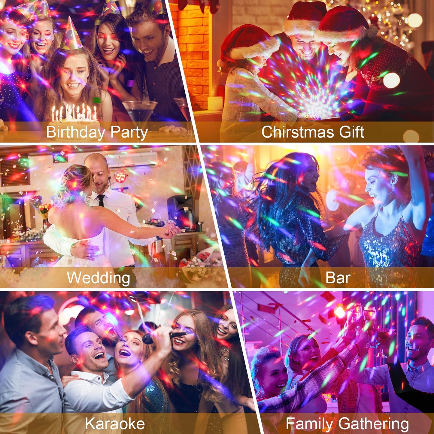 Gobikey Disco Ball, 360° Rotating Music Activated Disco Light LED Party Lamp with Remote Control- 3W RGB Dynamic Disco Light Effects, 4M/13ft USB, Party Light for Party/Halloween/Wedding