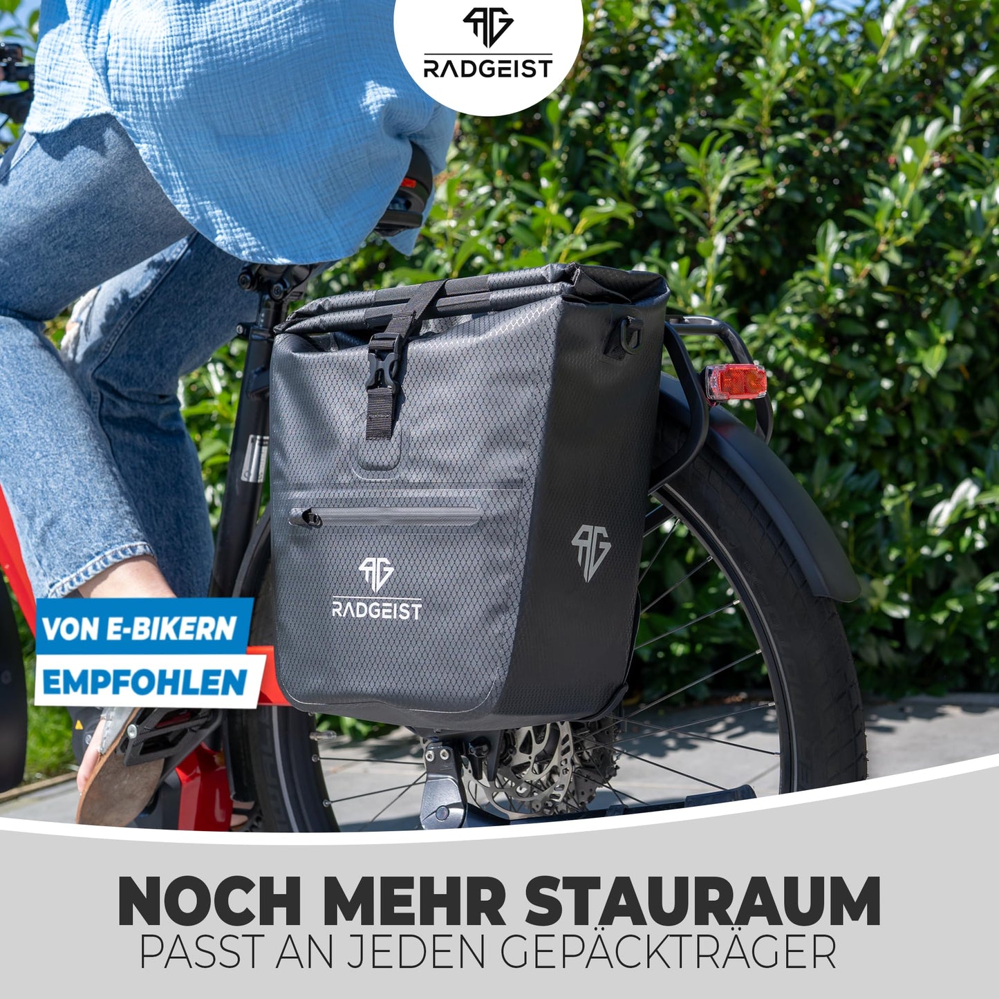 RADGEIST bicycle bag for luggage rack I cargo rack bag shopper with removable cooler bag I bicycle shopping bag & tote bag 22-28 liters.