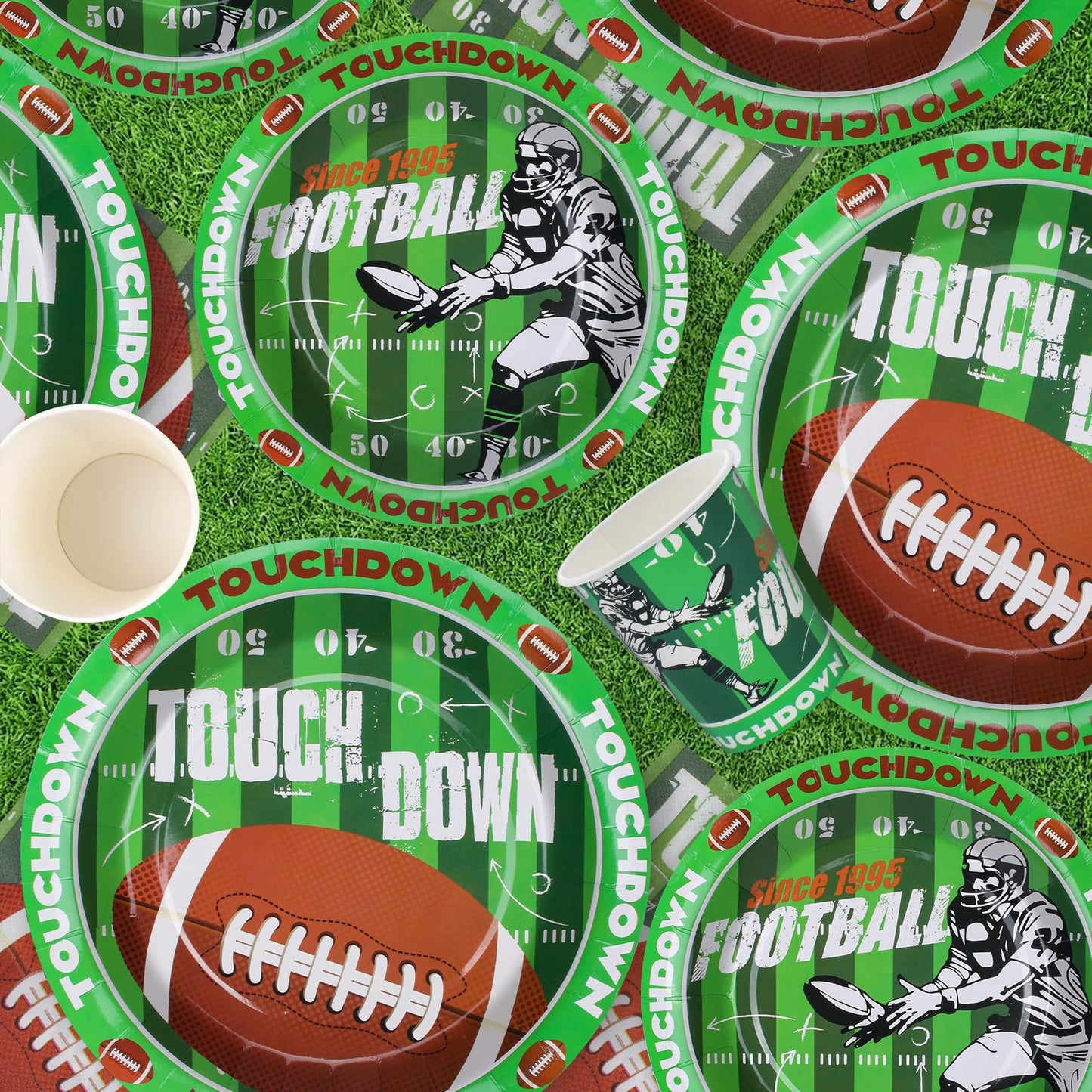 DANXIAN American Football Party Tableware Set, Super Bowl Decor 2025 - XXL set for Superbowl Party, Football-themed Birthday Decor Set for Boys and Girls' Birthday parties, 20 guests.