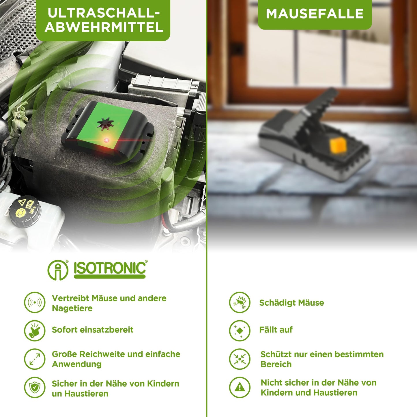 ISOTRONIC Marten Deterrent MartenFix | Battery Marten Repellent Marten-Free Mobile | Mouse Deterrent for Car Vehicle Attic Basement | Marten-Free Marten Protection with Ultrasonic Acoustic (2)