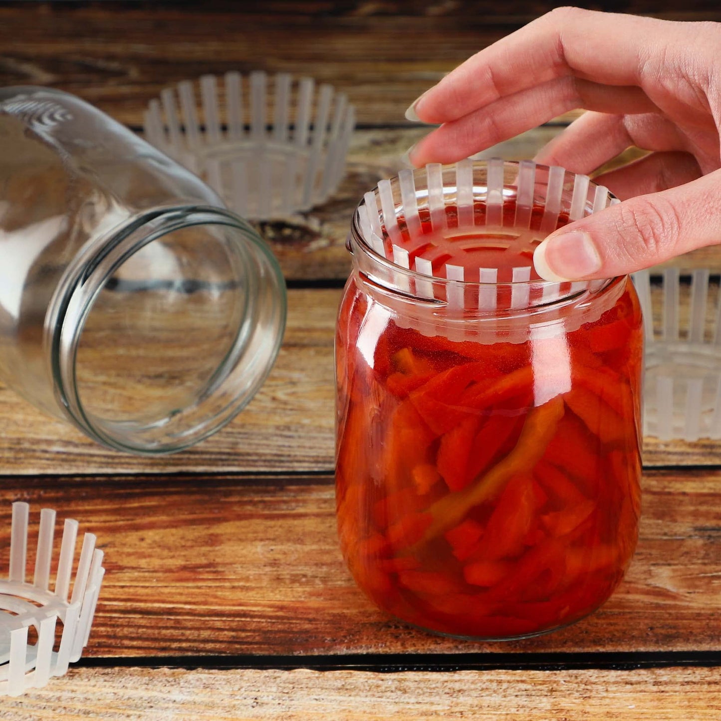 KADAX fermentation weight for preserving jars, plastic fermentation lid, food weight with net for sauerkraut, kimchi, and pickles, fermentation aid (fi 100mm / 40 pieces)