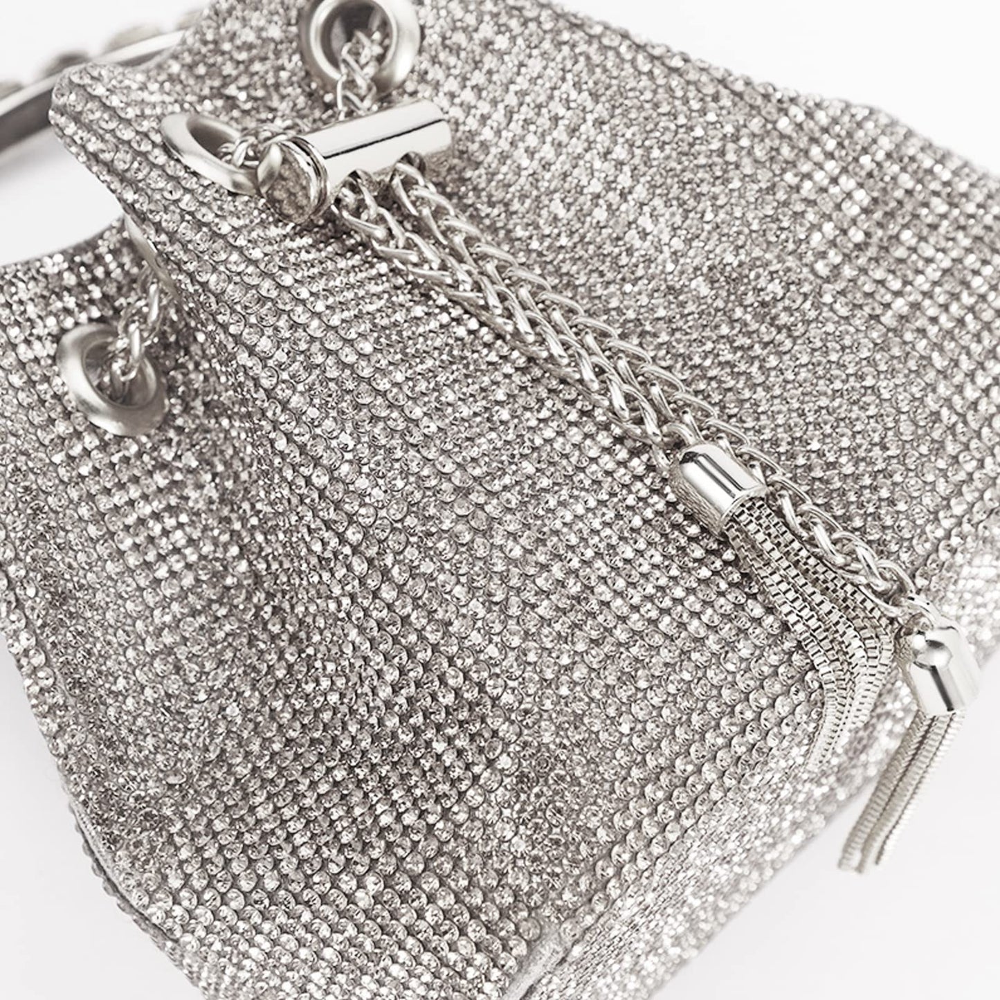 NICOLE & DORIS Women's Bag Rhinestone Elegant Handbag Clutch Glitter Evening Bag Bucket Bag Purse Rhinestones Shoulder Bag for Wedding Party Leisure Silver
