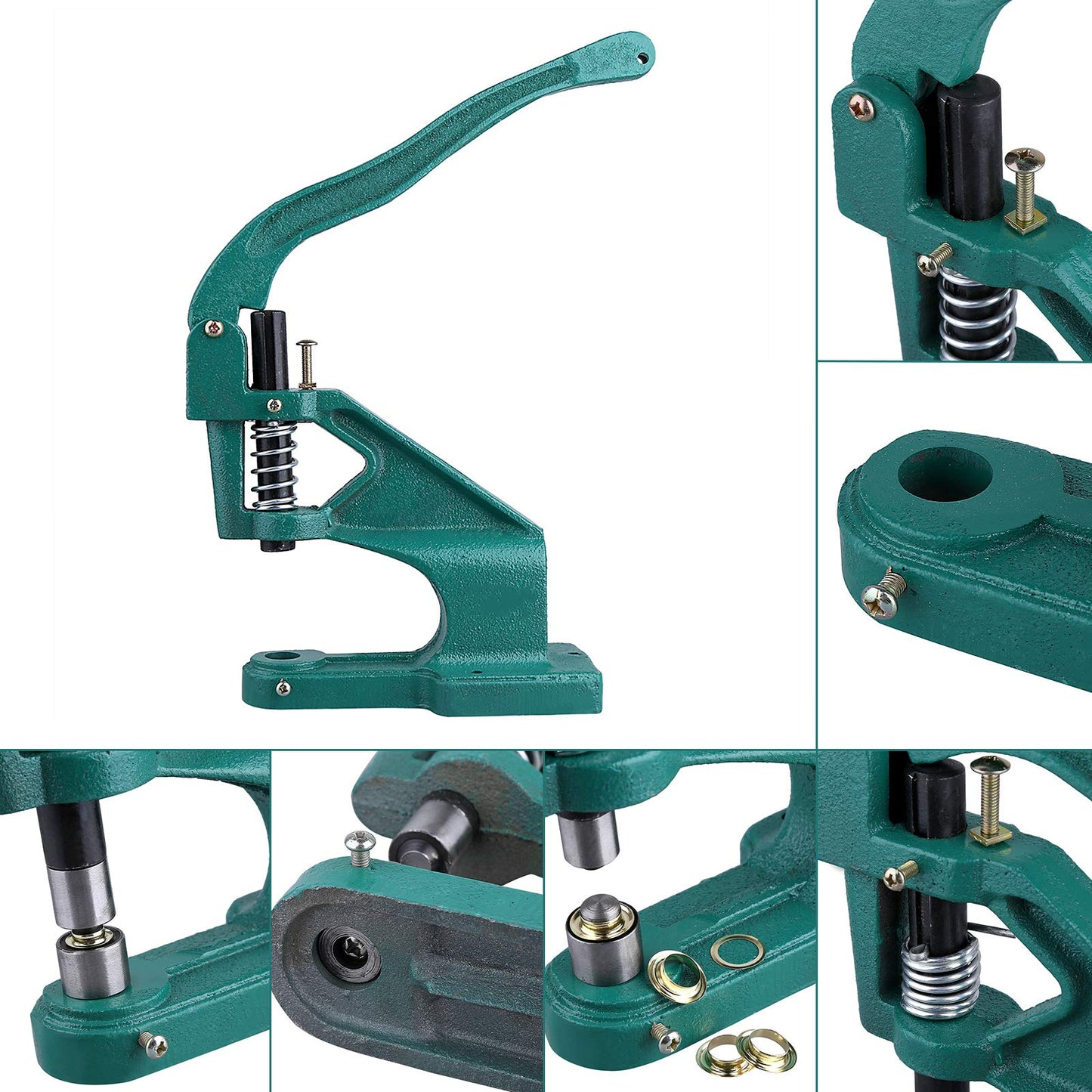 Joyful eyelet press set, eyelet pliers set hand press eyelet machine blind rivet pliers rivet pliers nut riveting pliers set 3 dies 900 eyelets 6/10/12 mm for leather crafting curtains drapes PVC