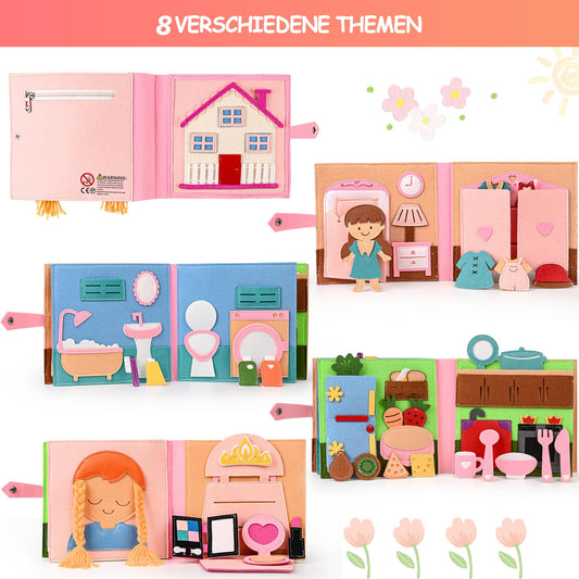 Quiet Book 2 years | Soft Fabric Baby Books Early Learning Life Skills Educational Toys 3D Felt for ages 1-6 Gift for Girls Boys