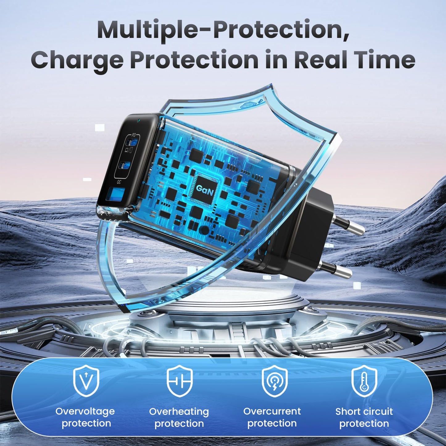 150W USB C charger, 3-port GaN IV Tech USB C power adapter PD+PPS 100W fast charger with laptop charger, multiple USB charger power adapter for MacBook Pro/Air, iPad, iPhone 16/15, Samsung, etc.