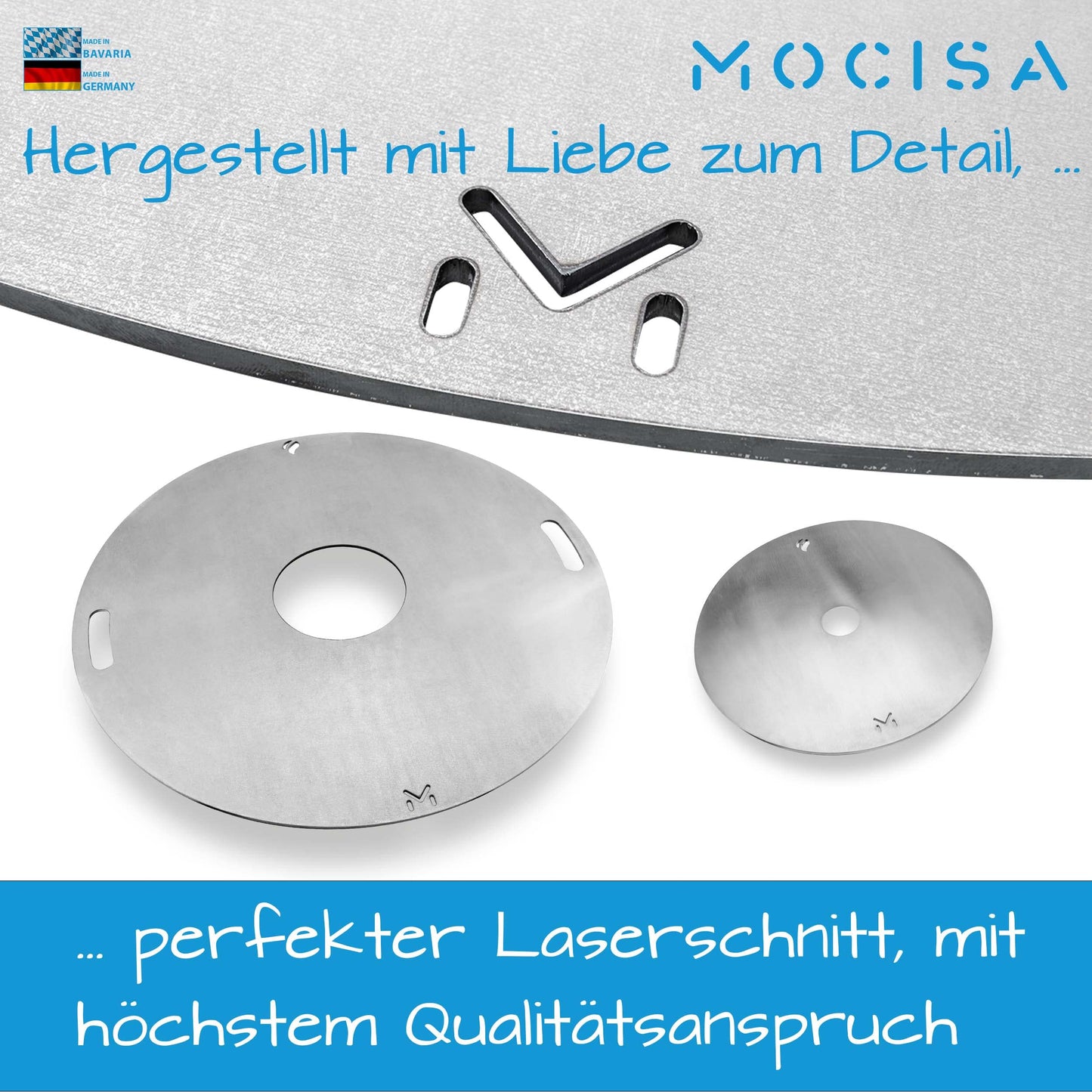 mocisa Universal BBQ Grill Plate 80 cm | Fire Plate | Barrel Grill | Kettle Grill | Ø80 cm Steel Thickness 5mm | made in Bavaria | Plancha | Fire Ring | Grill Ring | BBQ Ring | BBQ Disc