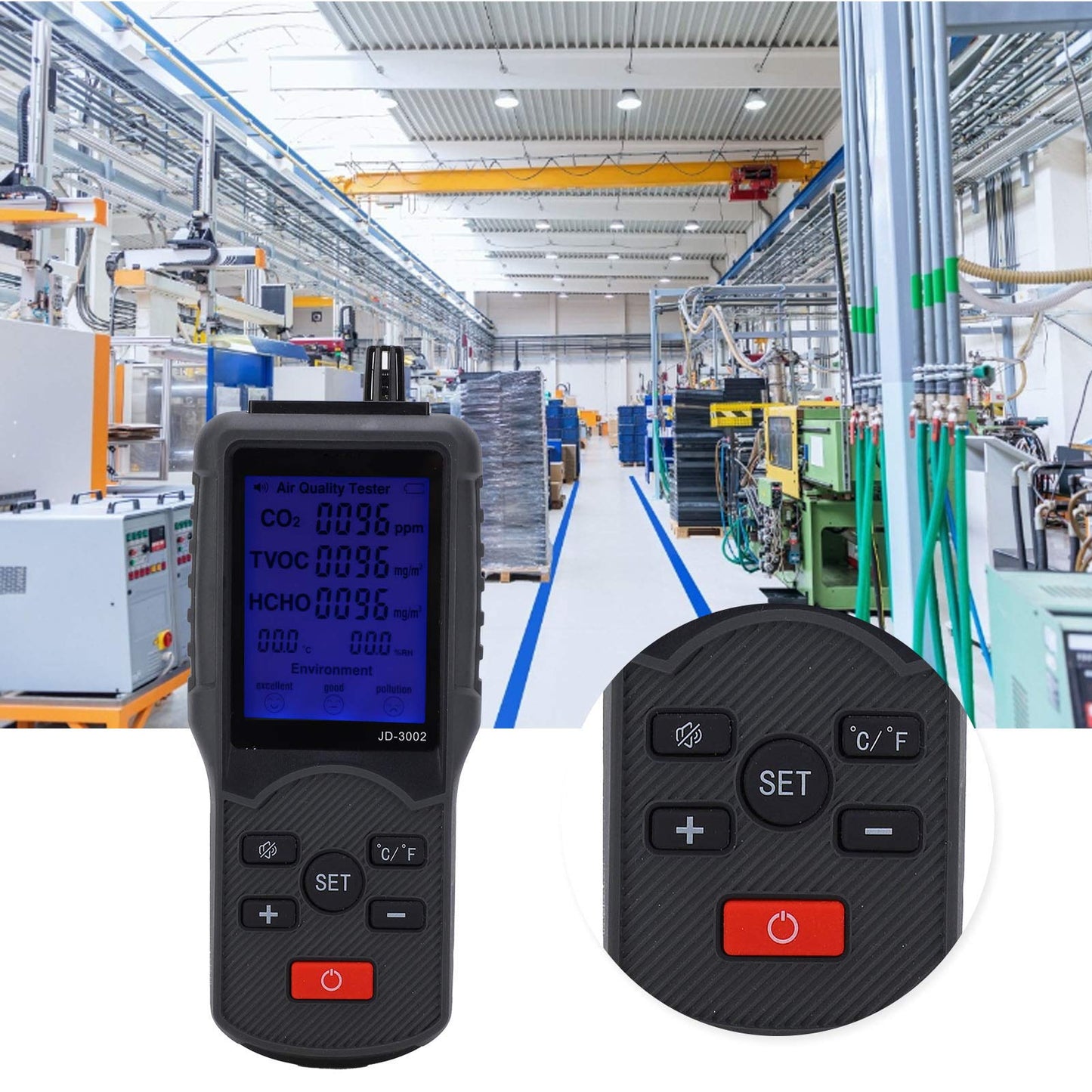 Air quality monitor CO2 detector TVOC temperature-humidity detector industrial testing equipment JD-3002 professional indoor and outdoor meter