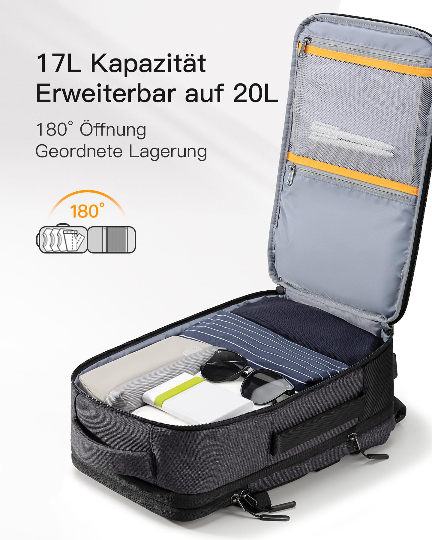 Inateck 17-20L Ryanair carry-on backpack 40x20x25 for women and men, laptop backpack compatible with 14-inch MacBook Pro.