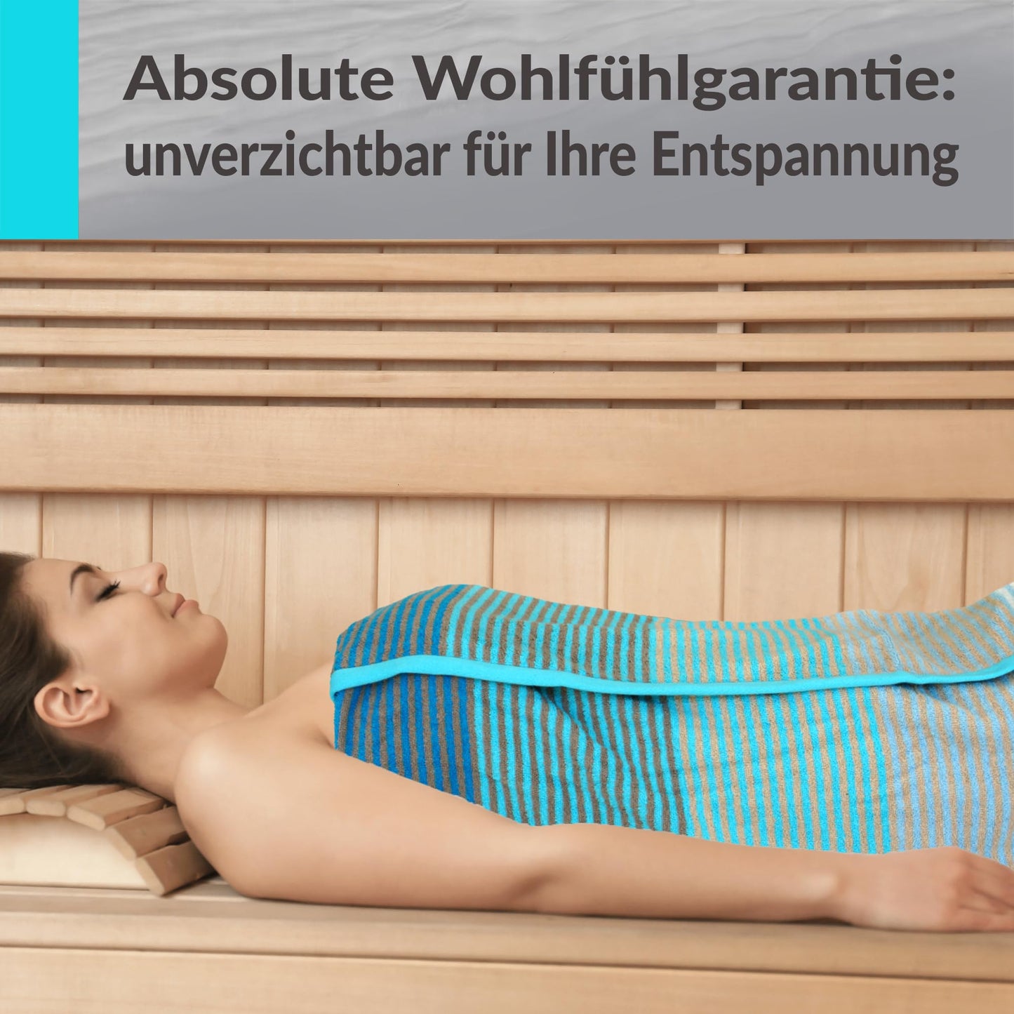 Lashuma Sauna Towel Blue - Turquoise, Helsinki large towel for the sauna, XXL bath towel made of 100% cotton 85x200 cm