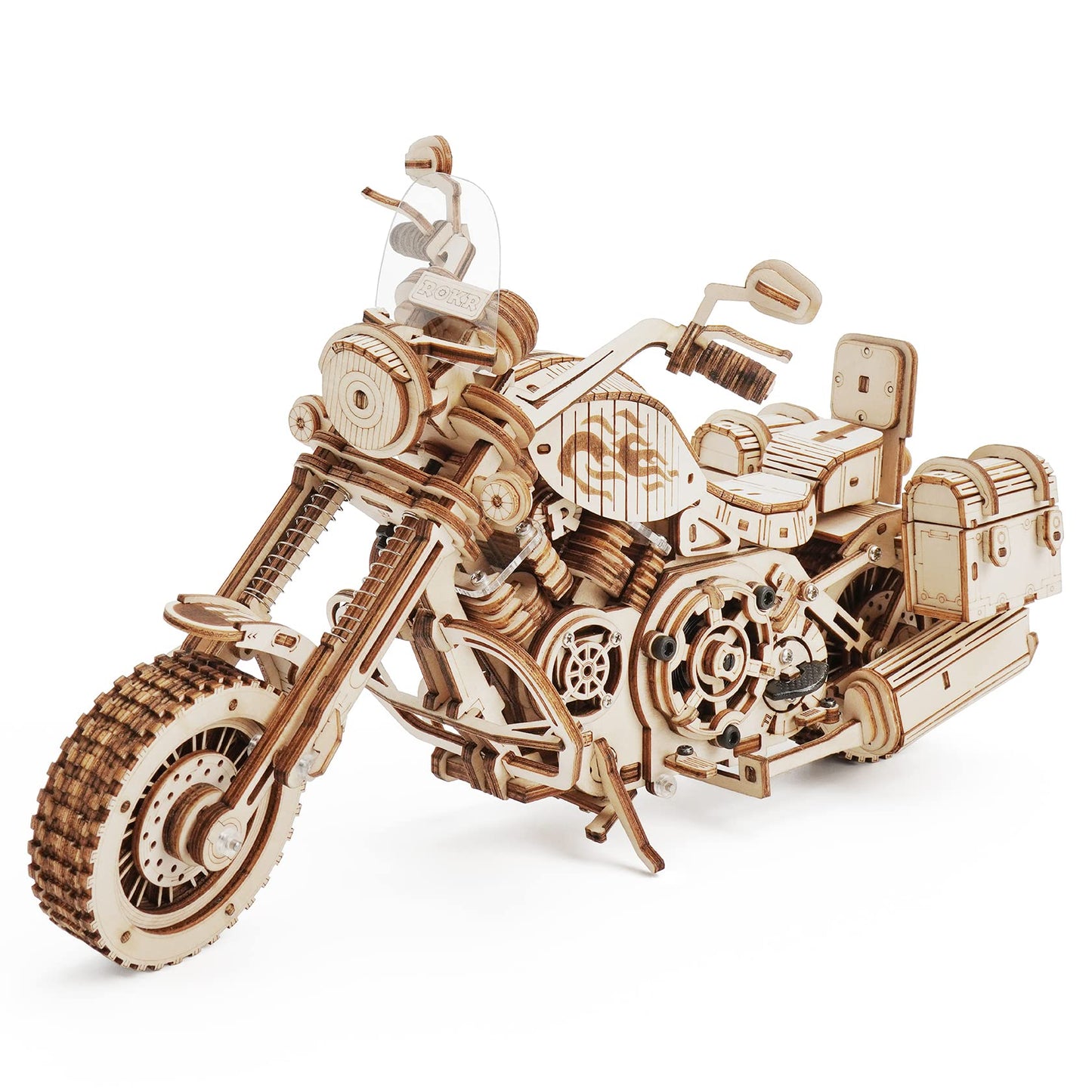 ROKR 3D Puzzle Wooden Building Set Mechanical Gear Model Cruiser Motorcycle for Kids Adults.