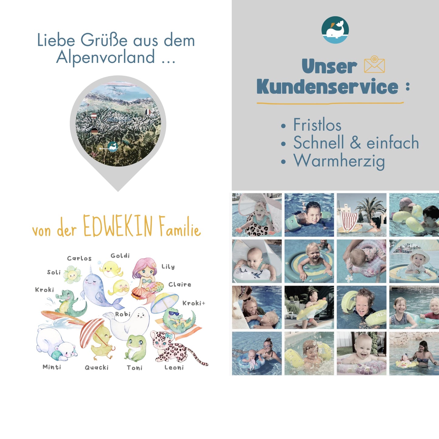 EDWEKIN® Premium Swim Arm Bands for Kids (1-6 years) | TÜV tested, extra-large air chambers | Perfect swim aid for babies and toddlers | Transparent design