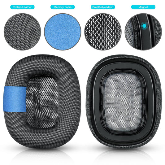 QKIIP Airpods Max Earpads, replacement earpads for AirPods Max headphones, featuring knit mesh canopy and memory foam, compatible with Apple Airpods Max Noise Cancellation Over-Ear Headphones (Space Gray)