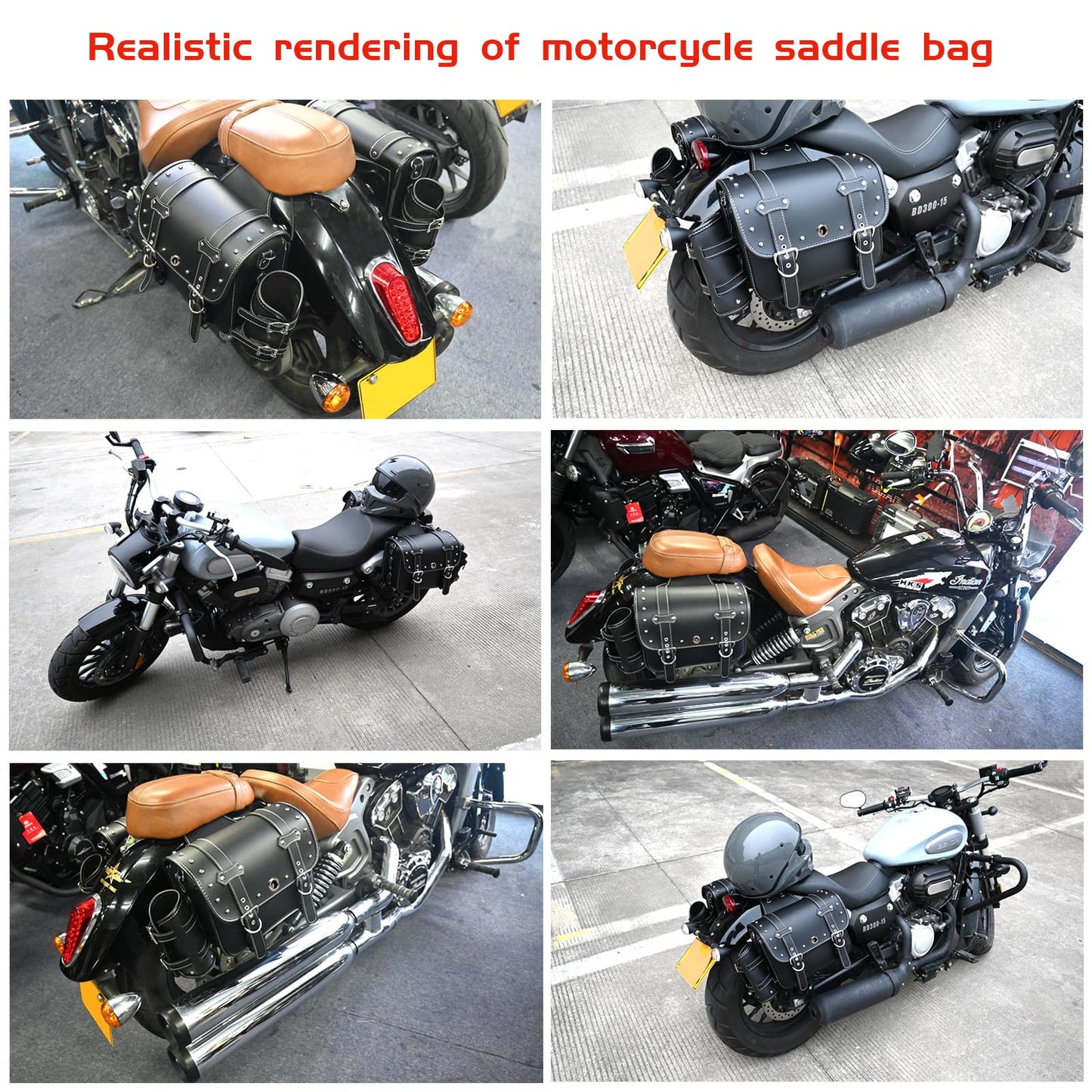 High-density leather motorcycle saddlebags, throw-over bags, luggage racks, side bags with drink holder, waterproof, side tool pouch, storage bag for motorcycle, universal, 1 pair, L, black.