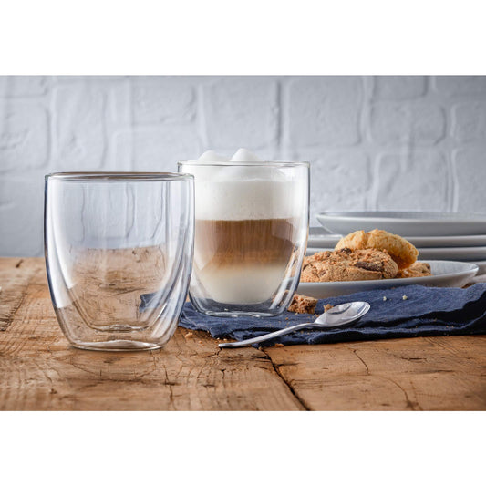 WMF Cult double-walled Cappuccino glasses set of 6, 250ml, floating effect, thermoglasses, heat-resistant for tea and coffee.