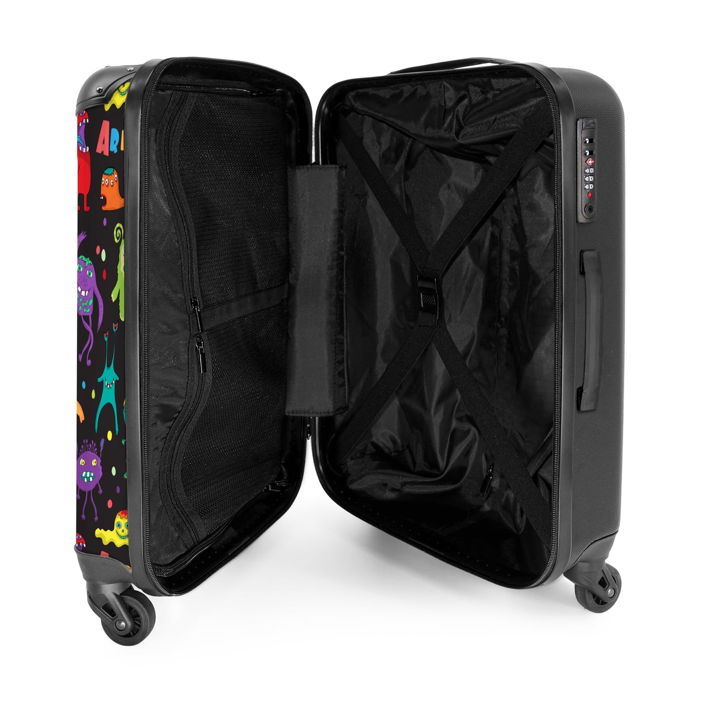 NoBoringSuitcases.com® Kids Suitcases Boys Rolling Travel Bag Cabin Bag Gifts - Monsters - Colors - Space - Boys Suitcases Medium, 67x43x25cm
