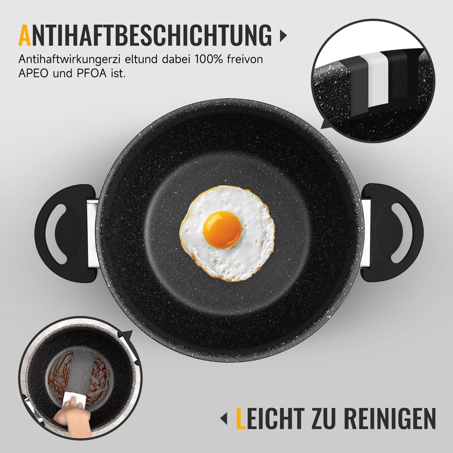 28cm cooking pot Homelux pot induction cooking pot with glass lid, non-stick coating, 12L soup pots made of aluminum for all types of stoves (H-C28)