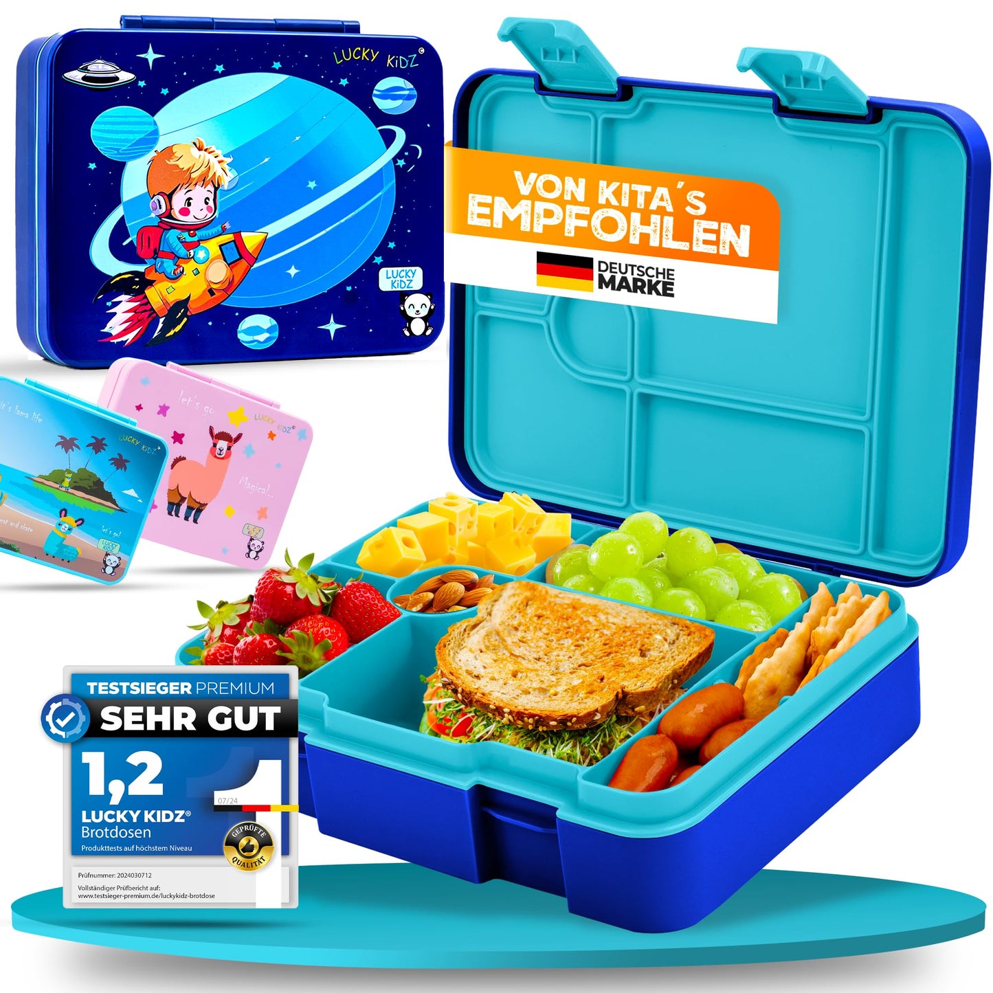 LUCKY KIDZ© lunchbox for children with compartments, Bento Box, leak-proof & BPA free, lunch box for kids, snack box, meal box, lunch boxes, lunch box, snack box, breakfast box, Bentobox