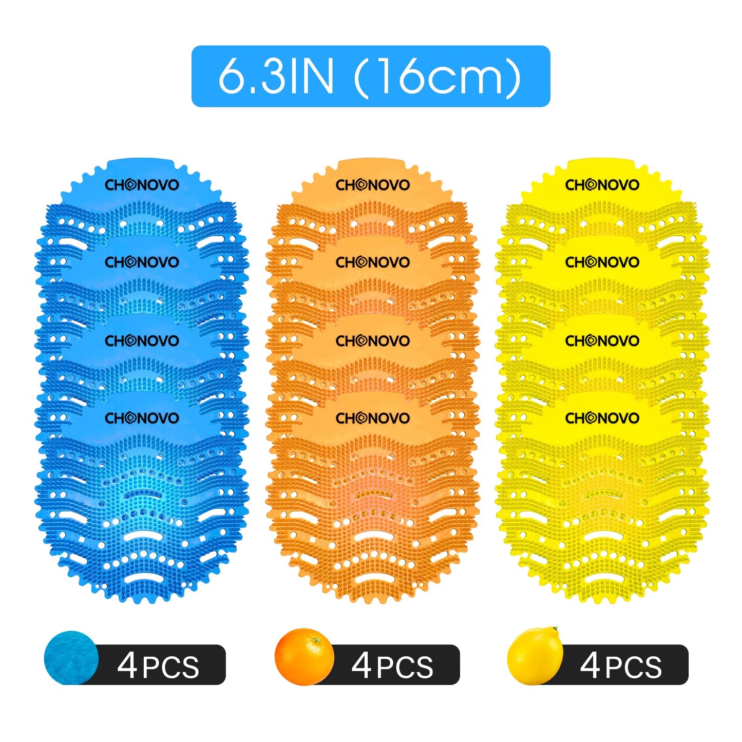 12 pieces of urinal screens with scent, urinal screen splash guard air freshener individually packaged for toilet guest bathrooms public restrooms urinal - 4 pcs ocean breeze, 4 pcs lemon, 4 pcs orange