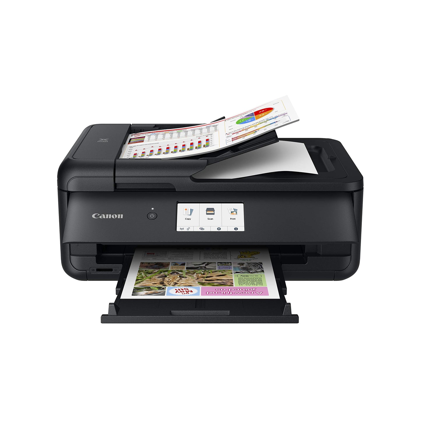 Canon PIXMA TS9550a printer color inkjet multifunction device for DIN A4 A3 (printer A3, scanner, copier, 5 separate inks, WLAN, LAN, print app, 2 paper feeders, duplex printing) black