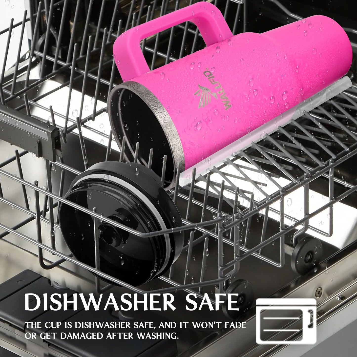 WALLFID 40oz stainless steel thermos cup, vacuum insulated with lid, 3 straws, and 1 straw brush. For hot and cold drinks, perfect for coffee, tea, smoothies, and more. (Pink)