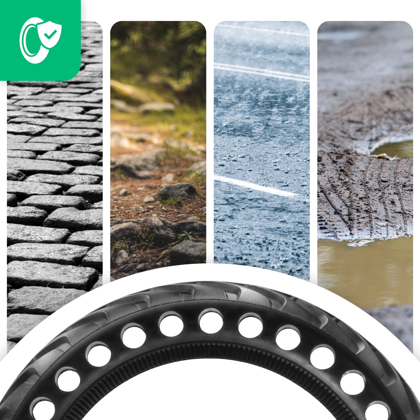 MOOVMOOV Solid Tires 8 1/2 x 2 for electric scooters - 2x Puncture-proof escooter tires 8.5 inches - Compatible with Xiaomi models and 8.5-inch wheels - e scooter accessory solid rubber tires MPK85