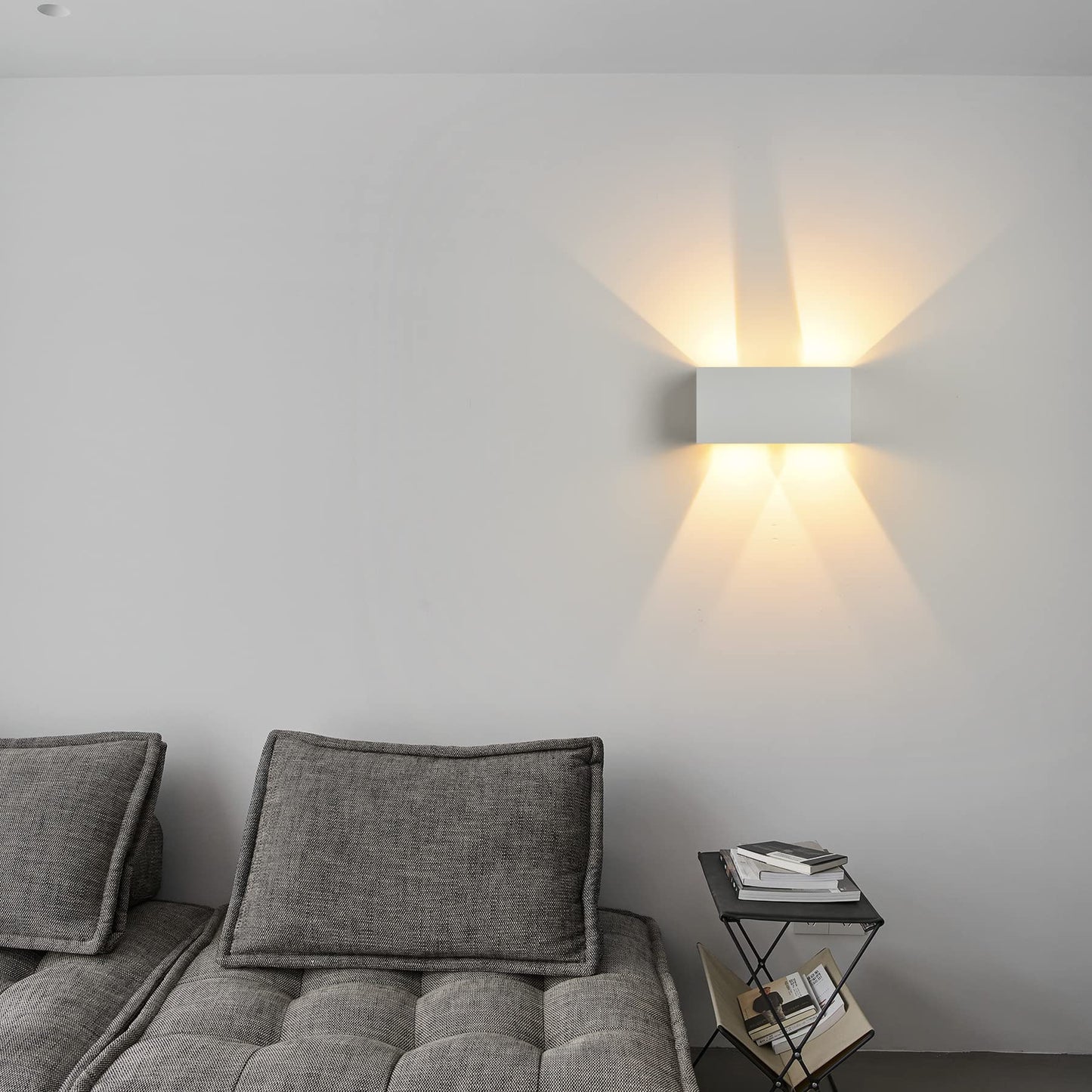 LED wall light for indoor/outdoor use with motion sensor, 24W wall lamp, IP65 waterproof outdoor wall light 3000K warm white wall lighting, modern outdoor light with adjustable up-down beam angle, white
