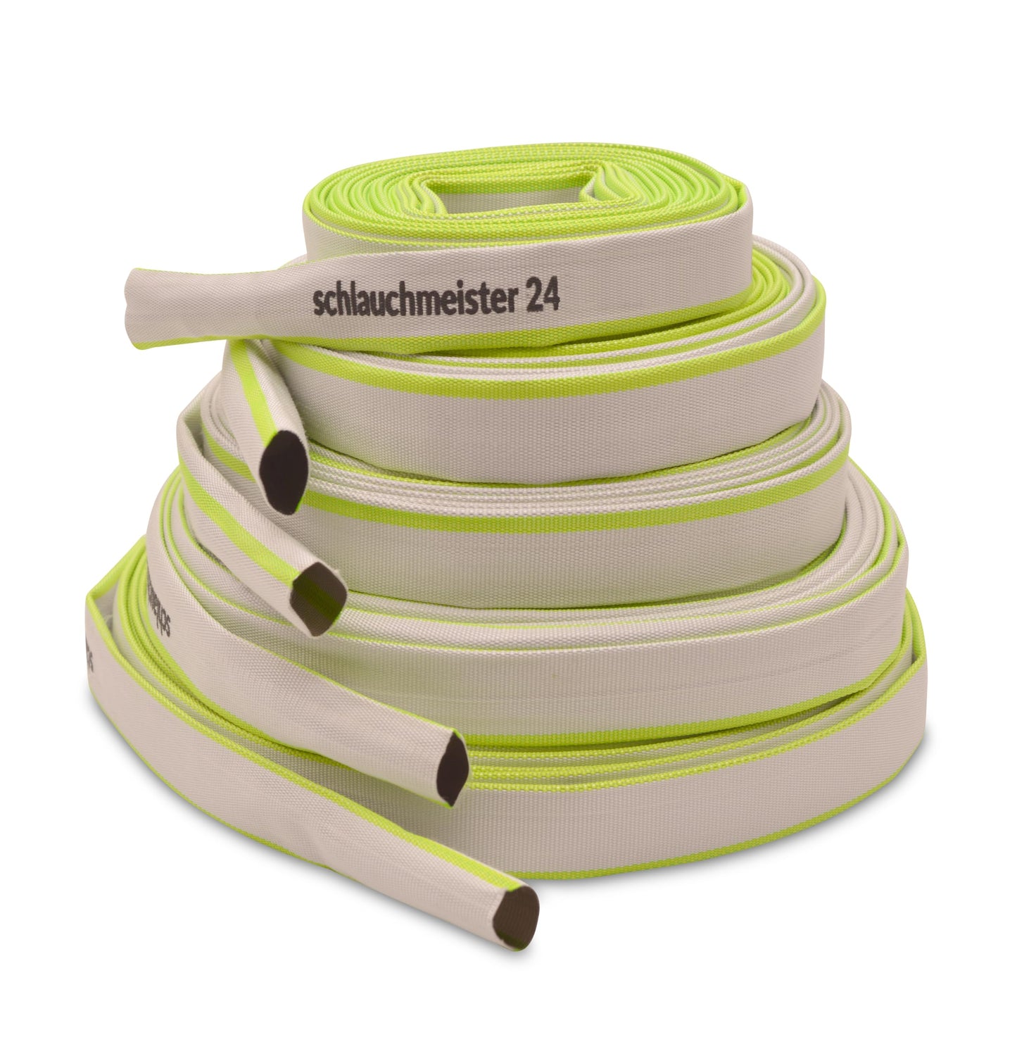 4 inches - 102 mm, 20m flat hose | construction hose | industrial hose | synthetic rubber, white with green, 10 bar, -20°C to +60°C