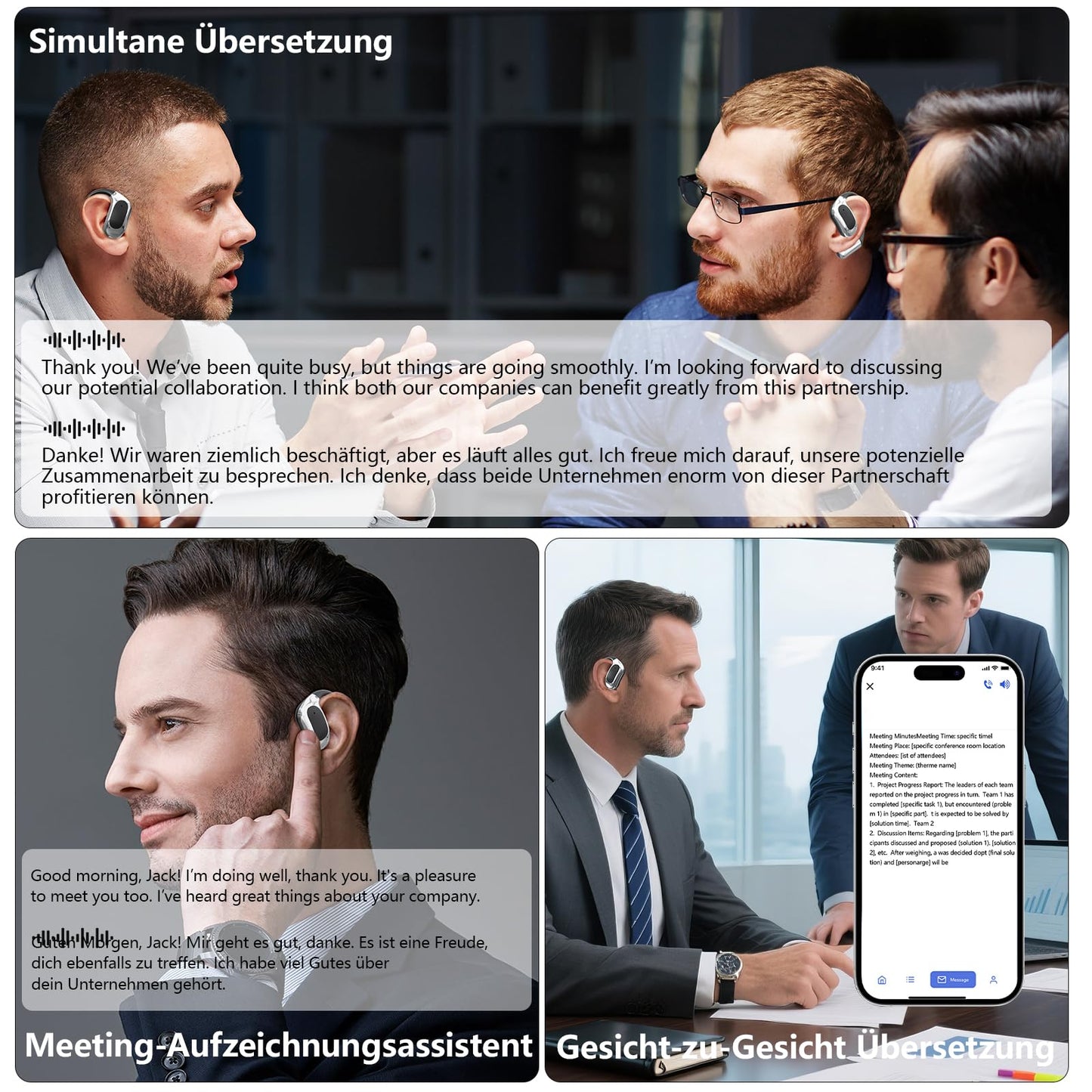 AI APP Translator headphones with real-time app translation, Bluetooth 5.4, HiFi sound, LED battery indicator, 144 languages, headphones for meetings, travel & sports (Black)
