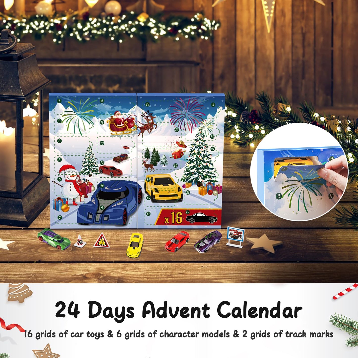 Cars Toy Advent Calendar for Kids 2024, Sports Car Racing Toy, 24 days Christmas Countdown Gift for 3-12 years old Boys Girls