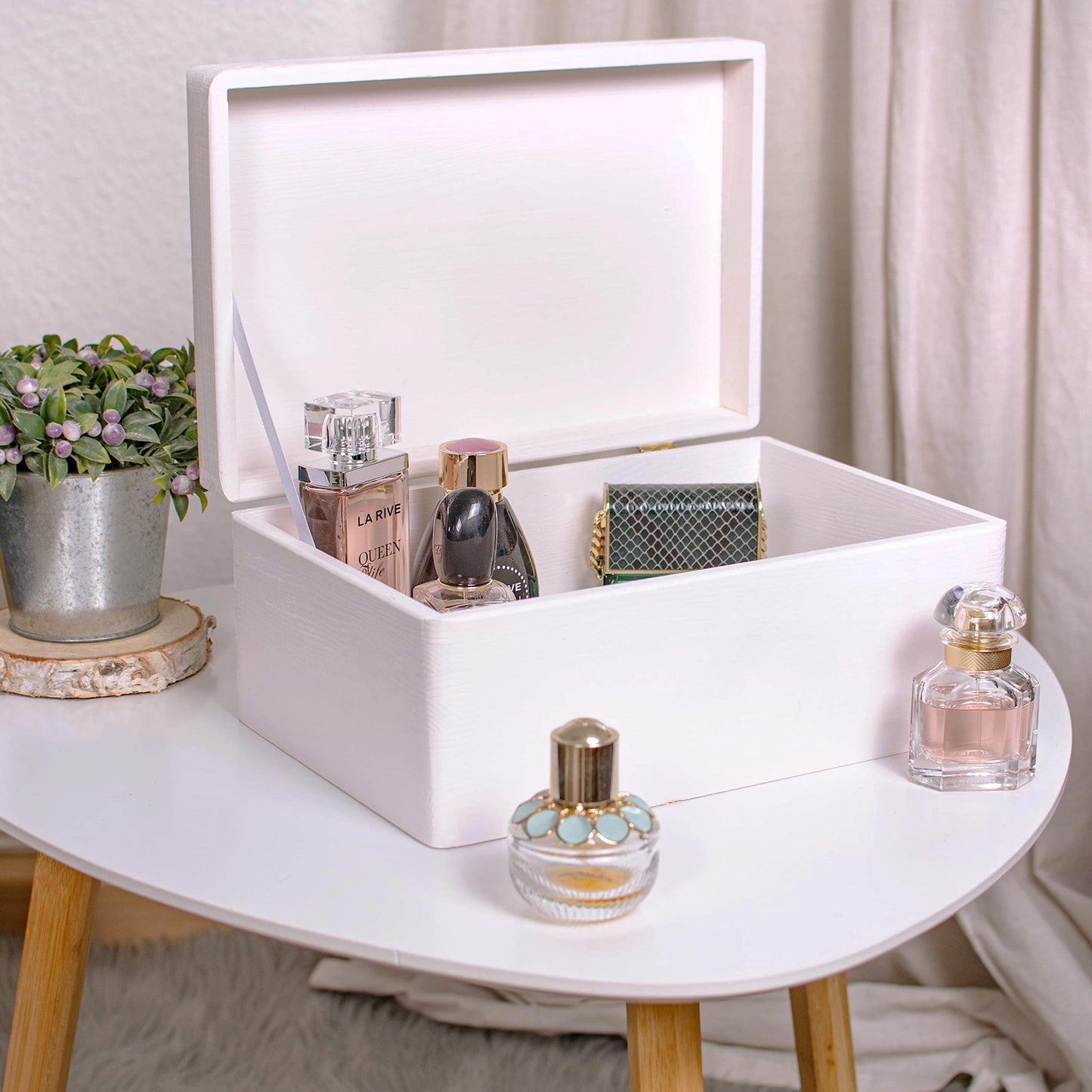 LAUBLUST Wooden Box with Lid - 30x20x14cm, White, FSC - Storage Box | Memory Box | Crafting & Gift Box
