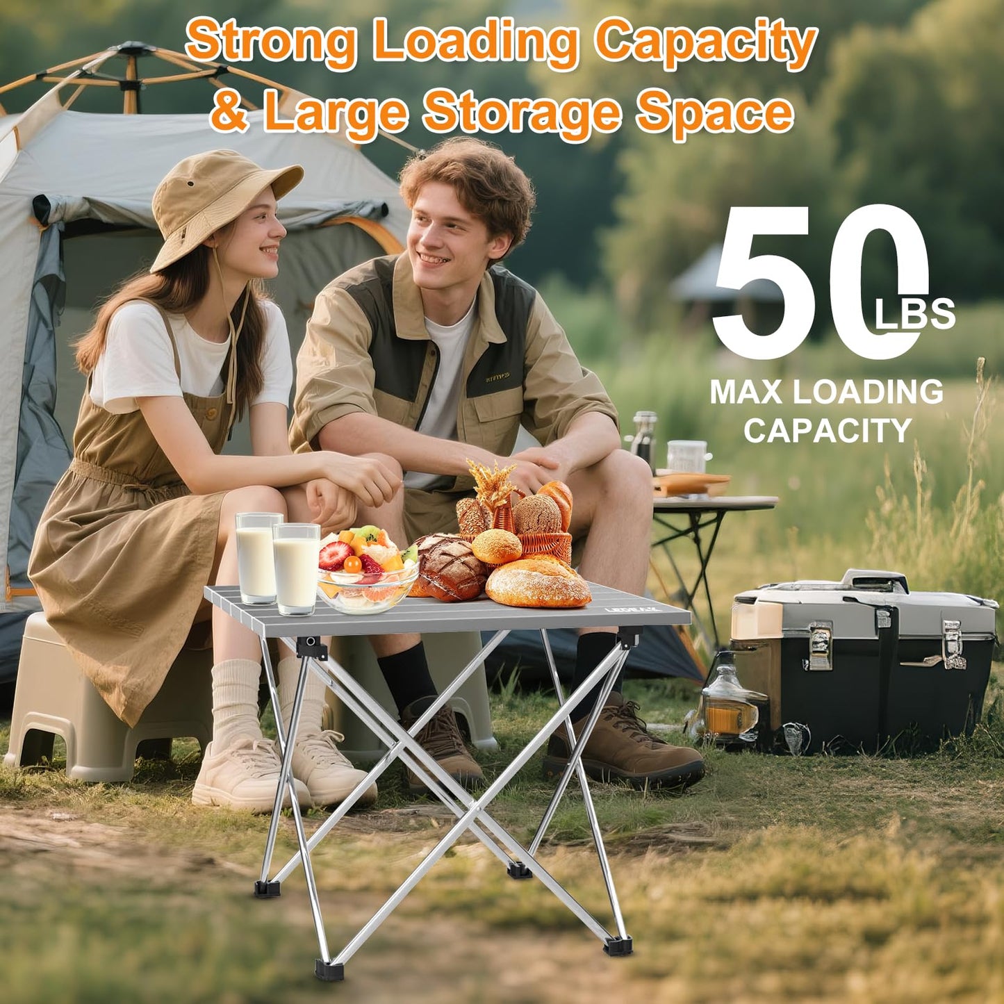 Ledeak Portable Folding Table, Aluminum Camping Table Ultra Light with Bag, Easy to Carry, Foldable Table Perfect for Camping Picnic Cooking Garden Hiking Travel (Gray, Small)