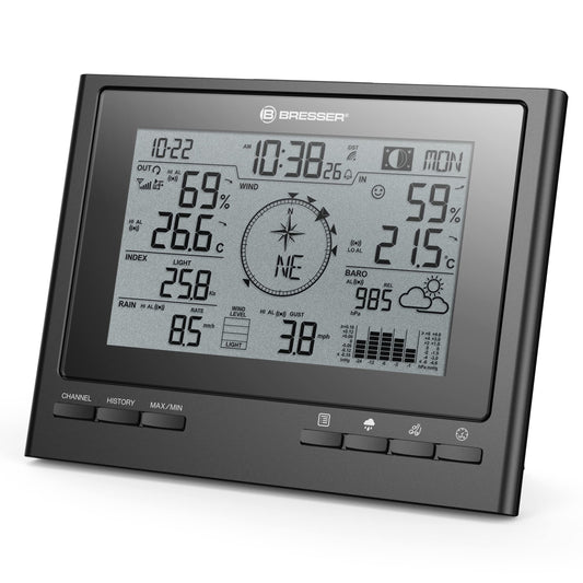 Bresser weather station with outdoor sensor 7-in-1 weather center ClimateScout with professional outdoor sensor, black