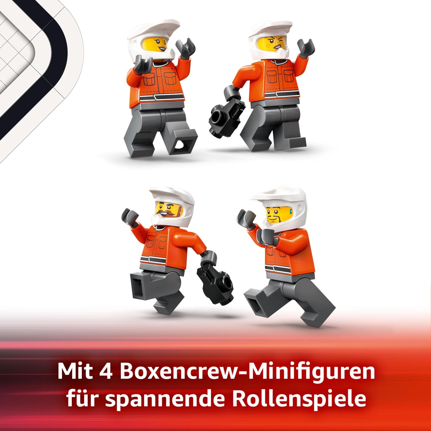 LEGO City F1 Pit Stop with pit crew and Ferrari speedster - Formula 1 Pit Stop set with 1 racer and 4 mechanic minifigures - Toy race car for boys and girls ages 6 and up - 60443