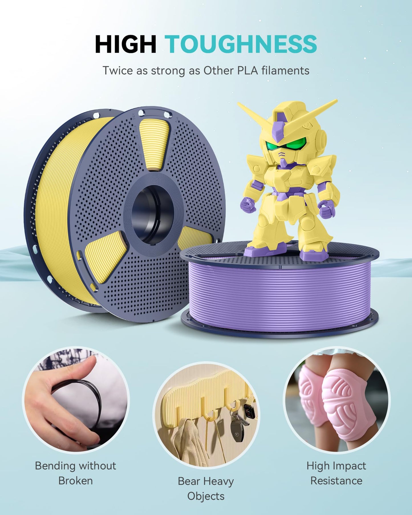 SUNLU High Speed PLA Metal Filament, 1kg PLA 3D printer filament 1.75mm, Stronger 3D printing filament, Dimensional accuracy +/- 0.02mm, Compatible with 3D FDM printers, 1kg spool (2.2 pounds), Black.