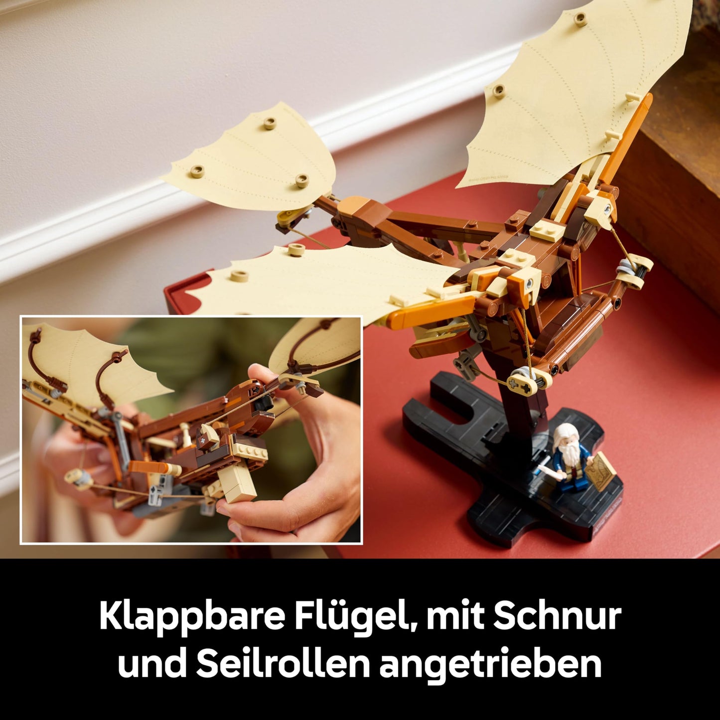 LEGO Icons Leonardo da Vinci's Flying Machine with Flapping Wings - Includes minifigure & stand - Adult building set - Home decor - Gift idea - 10363