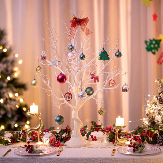 White Artificial Tree Branch Tree - 80cm High Christmas Tree for Table Decoration Tree Displays Large Easter Tree Wish Tree for Wedding Halloween Birthday Christmas Home Decoration