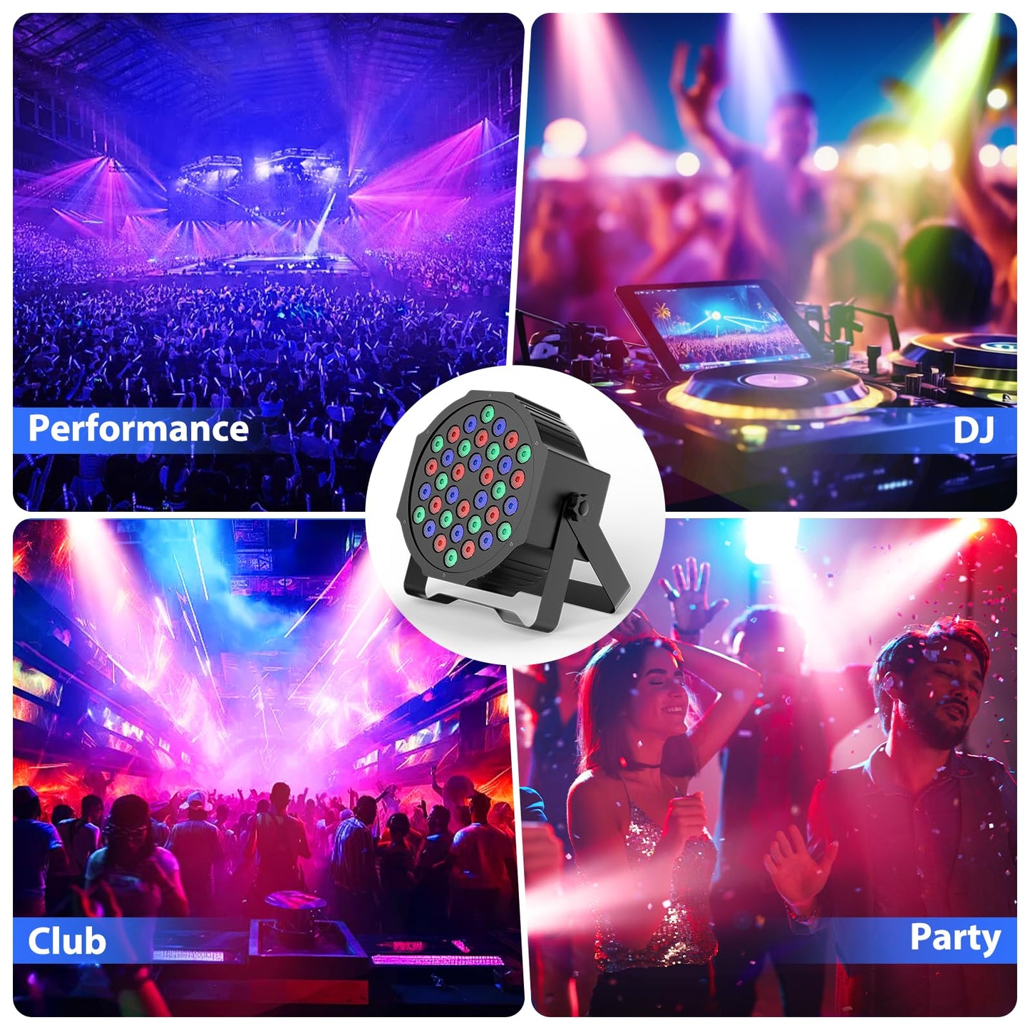 8 pieces LED par light 36 RGB disco light with remote control DMX512 stage lights Auto/Sound/Master-slave DJ light for party bar band concert Halloween Christmas wedding