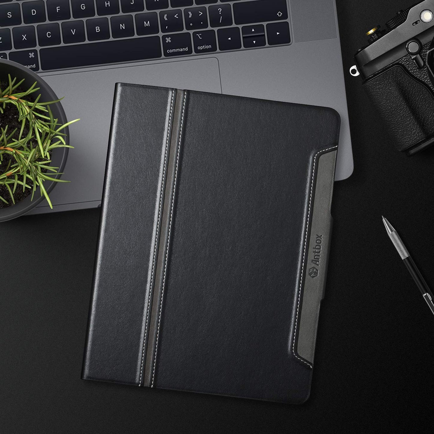 Antbox case for iPad Pro 13 inch case M4 2024 with pen holder Pencil holder Auto sleep/wake function PU leather case protective cover (black)