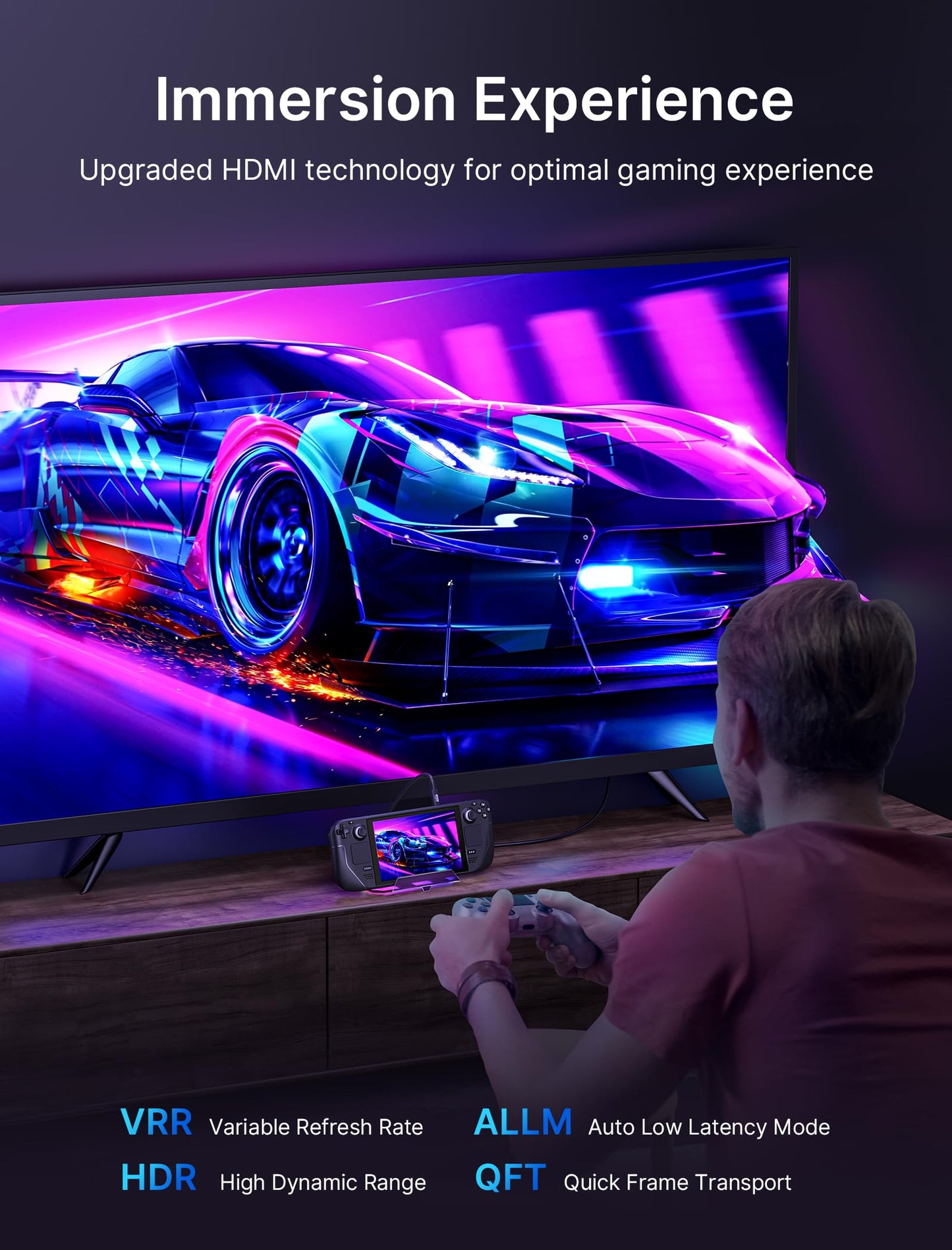 JSAUX RGB Docking Station Compatible with Steam Deck (OLED)/ROG Ally, 12-in-1 Steam Deck Dock with 4K@120Hz HDMI & DisplayPort Gigabit Ethernet USB-C 3.2 USB-A 3.2, Support VRR, ALLM, HDR - HB1201S