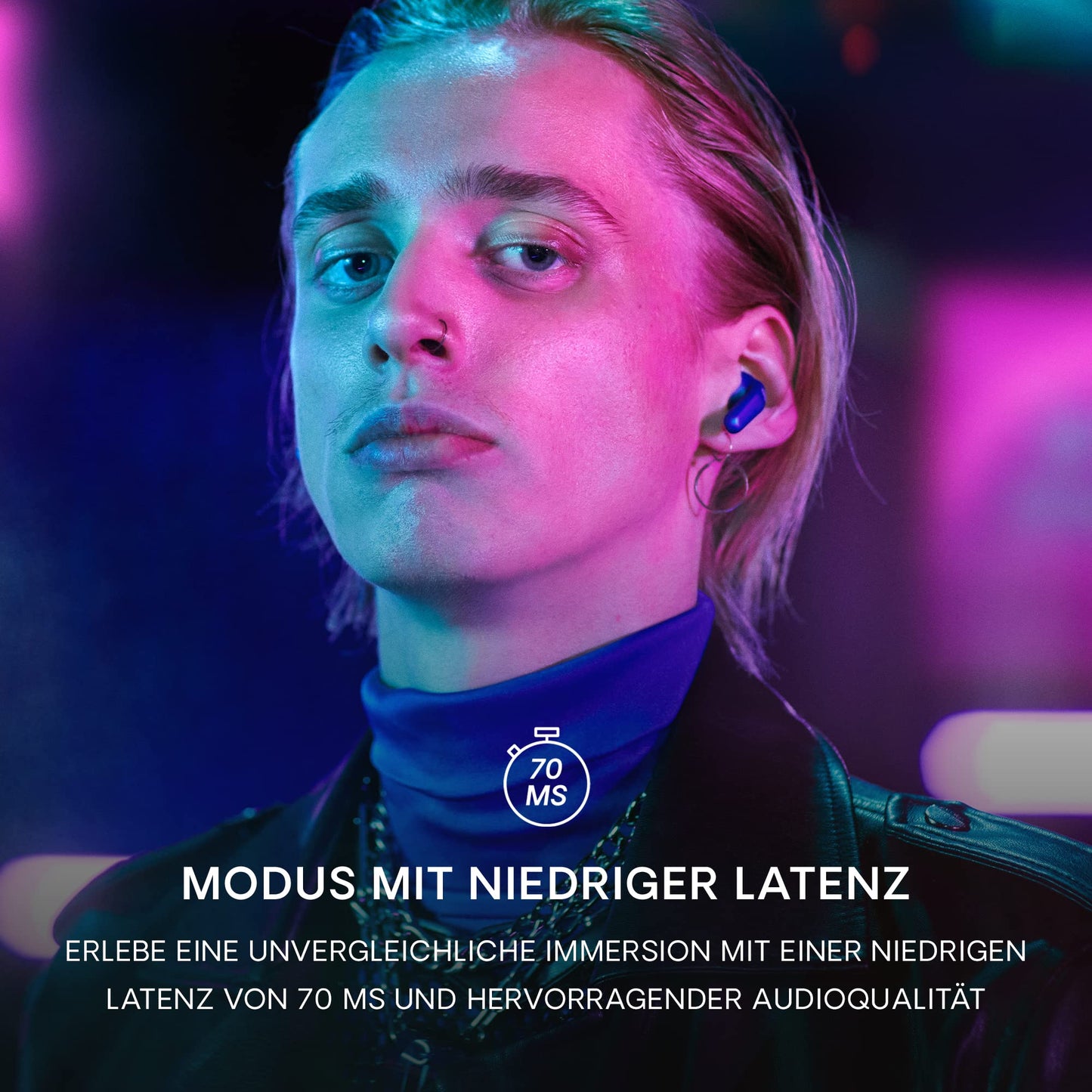 Urbanista Seoul In Ear Headphones | Wireless Earbuds with Microphone | 70ms Low Latency Gaming Earbuds | Dual-Mode Bluetooth Earphones | Fast Charging USB-C Headphones | 32 Hr. Playtime | Blue