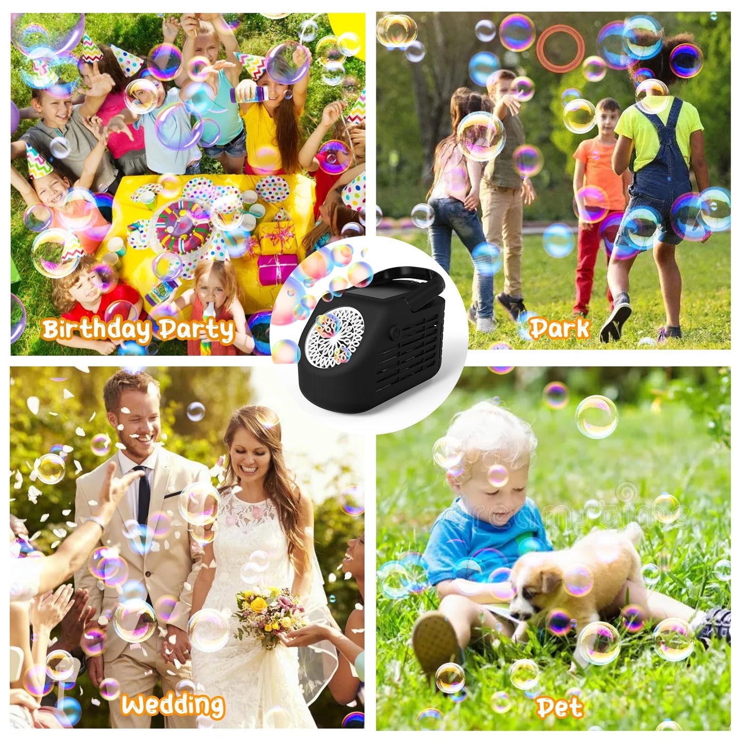 PANACARE Bubble Machine, Automatic Bubble Machine 20000+ Bubbles/Min with 42 Bubble Holes/Battery/Bubble Solution, Upgraded Bubble Machine for Kids/Adults/Wedding/Party