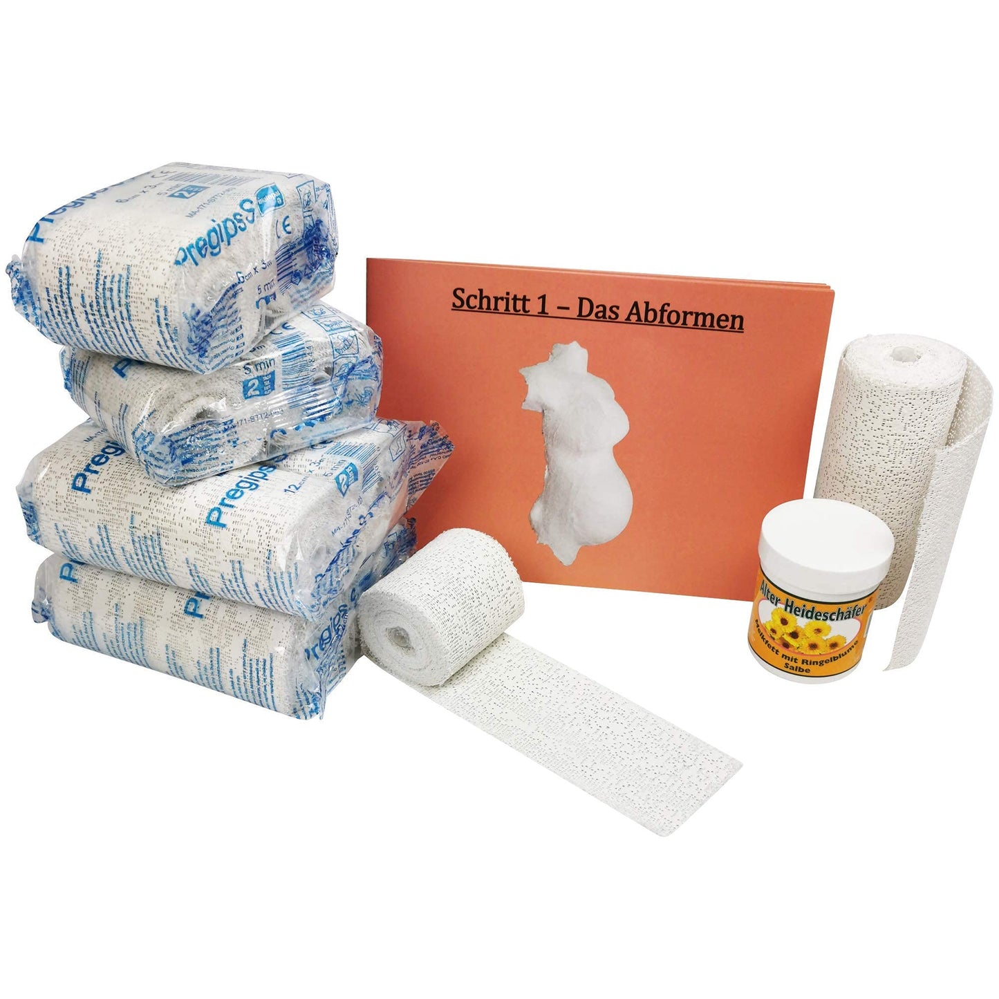 XXL baby bump casting kit | 24m plaster bandages with professional finishing materials | Belly cast with detailed instructions | 3D gift for pregnant women, the perfect belly casting set