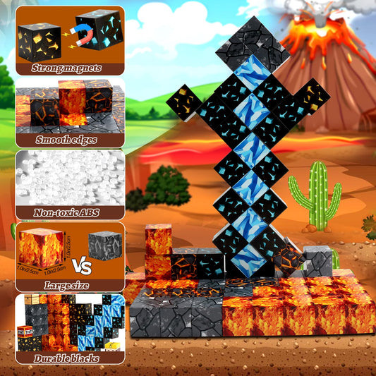 122 Piece Magnetic Building Blocks Set, Magnetic Building Blocks, Christmas Building Blocks Set for Boys and Girls Ages 3 4 5 6 7 8, Creative Toy for Kids Ages 3 and Up.