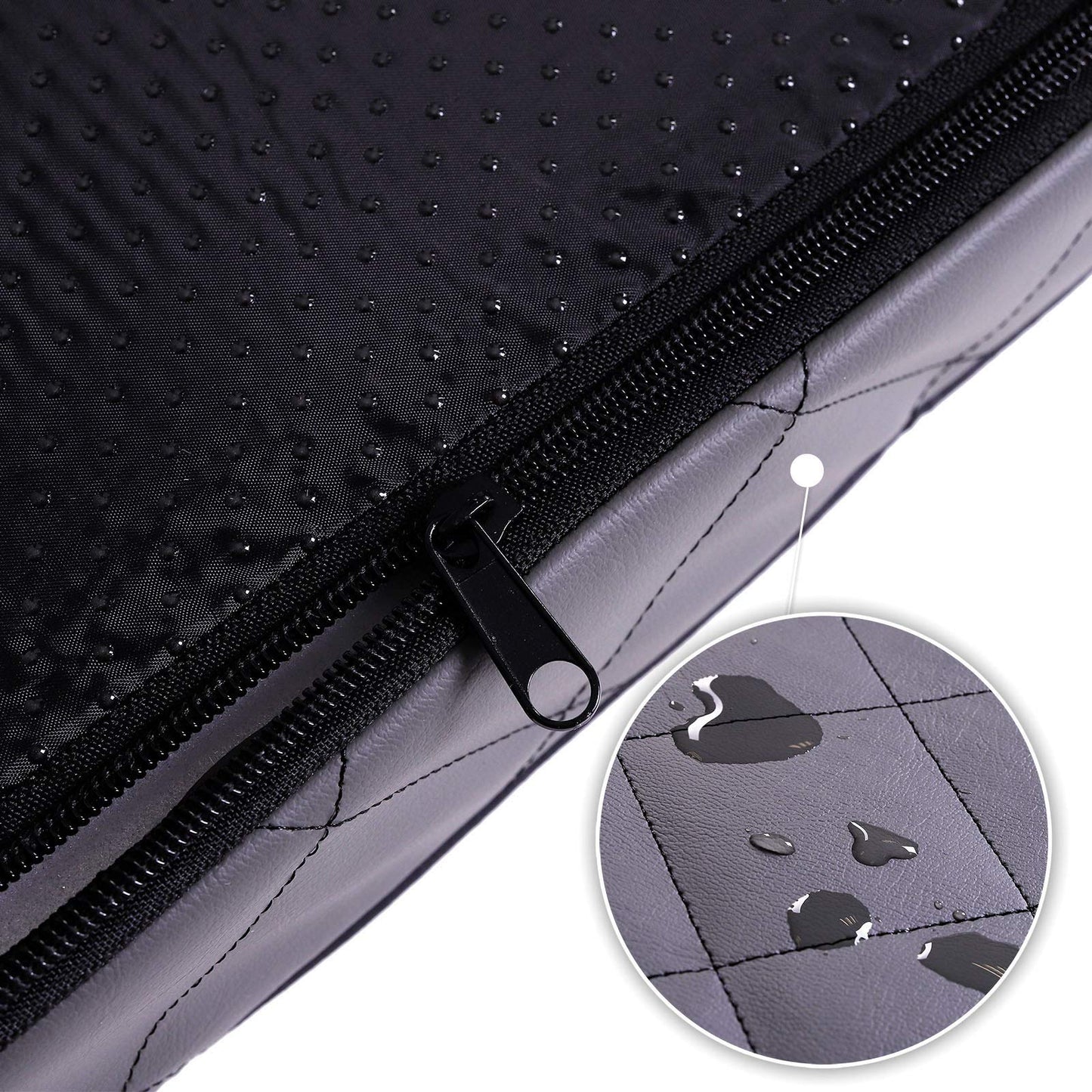 Lionto Dog Mat orthopedic with memory foam, joint-friendly dog pillow made of easy-care imitation leather, 100x70 cm, Quilted dog bed with removable cover and anti-slip coating, gray.