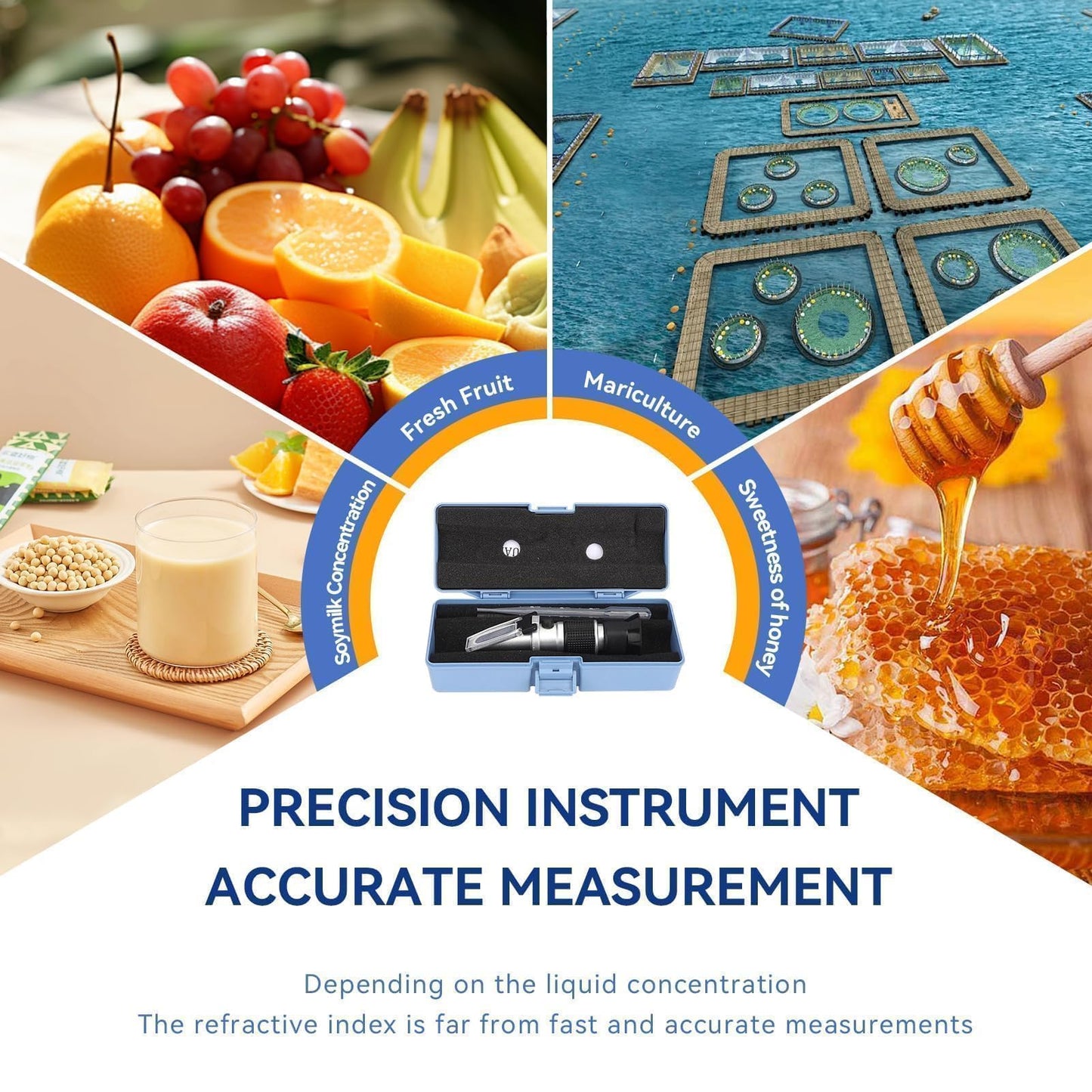 Refractometer Hydrometer, Refractometer Brix sugar, Antifreeze refractometer, 0-90% Brix meter refractometer Portable handheld refractometer for measuring sugar content, tester automatic.