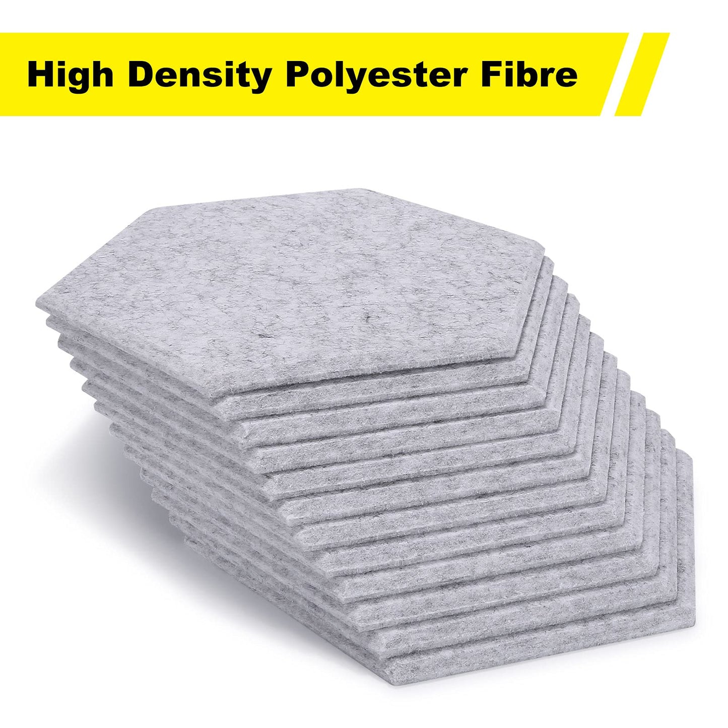 12 packs of Acoustic Absorption Panels, AGPTEK 30 x 26 x 0.9 cm Hexagon Absorption Tiles, Acoustic Soundproof Insulation Tiles, Perfect for wall decoration and soundproofing measures.